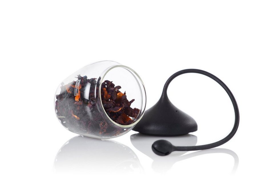 AdHoc Teesieb Glas-Teefilter Fusion, Glas, Silikon, (1-St), perfekt für  großblättrige Teesorten oder Gewürze