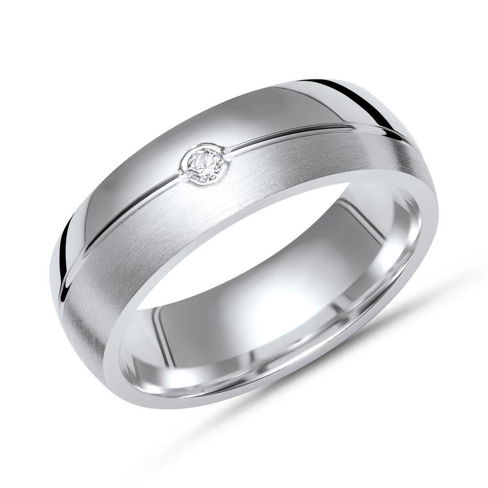 Silberring Unique Silberring 925 Sterling Silber Zirkonia teilpoliert 6mm breit