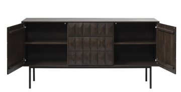 möbelando Sideboard LATINA, aus Eiche/furniert in dunkelbraun mit Absetzungen in Metall Schwarz Lackiert. Abmessungen (B/H/T) 160x79x45 cm