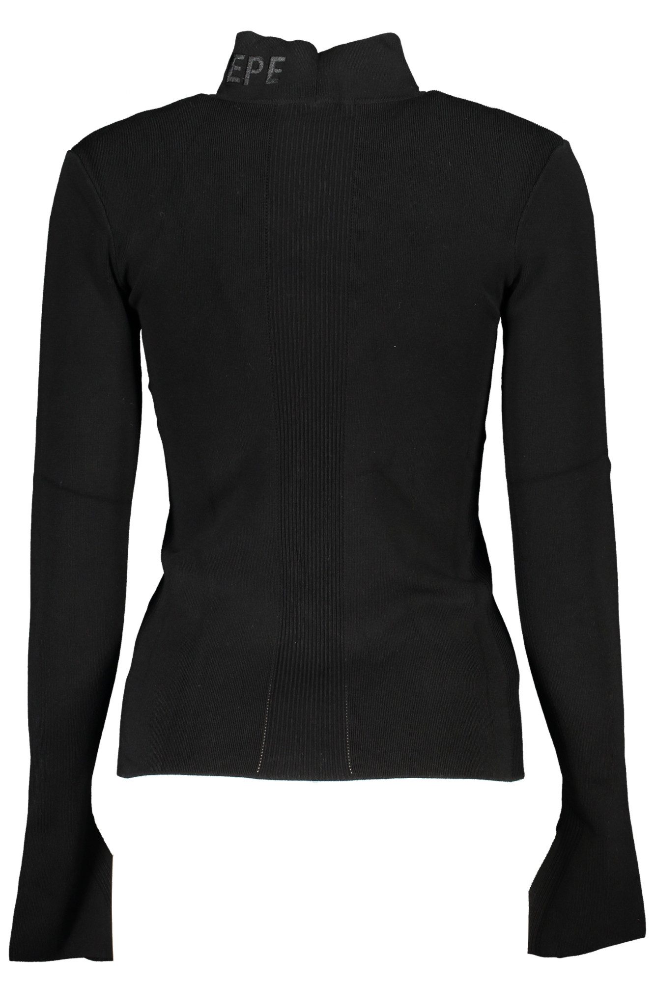 Patrizia Pepe Strickpullover Schwarzer Damenpullover mit Stickerei und Stehkragen – Elegant & Sti