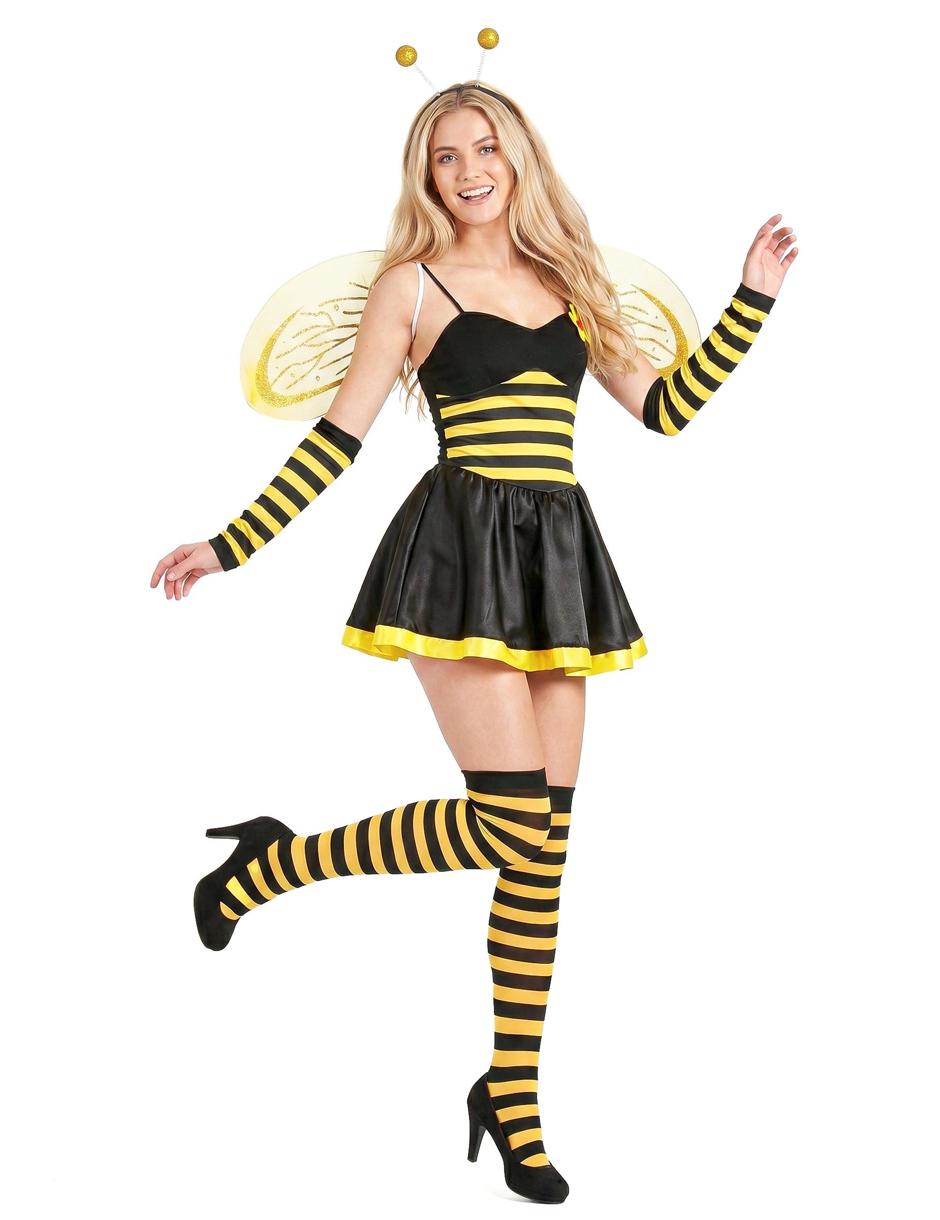 JADEO Kostüm Sexy Biene Damenkostüm Bienchen schwarz-gelb