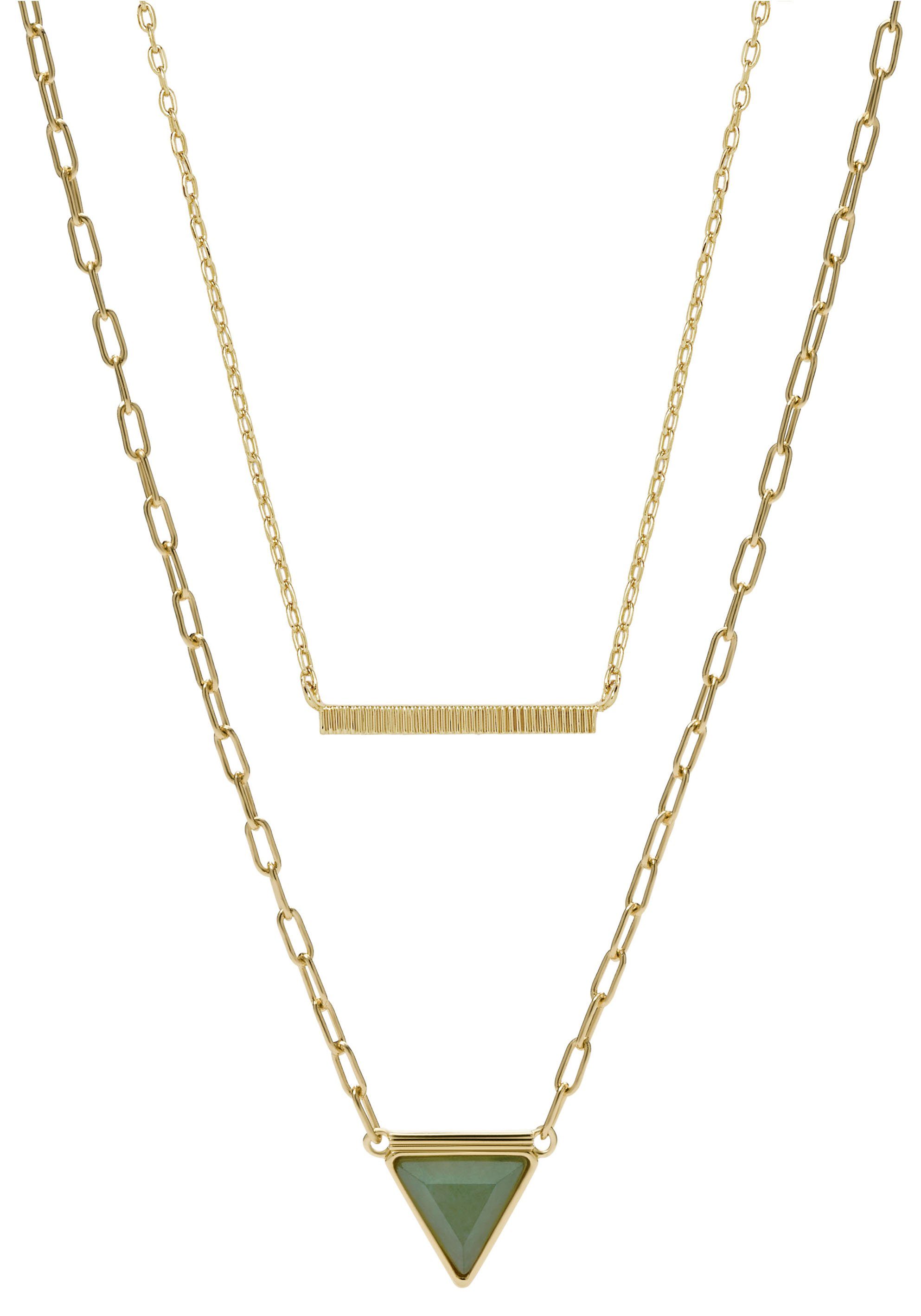 Fossil Kette mit Anhänger »Dreieck, VAL, JA7112710«, mit Aventurin