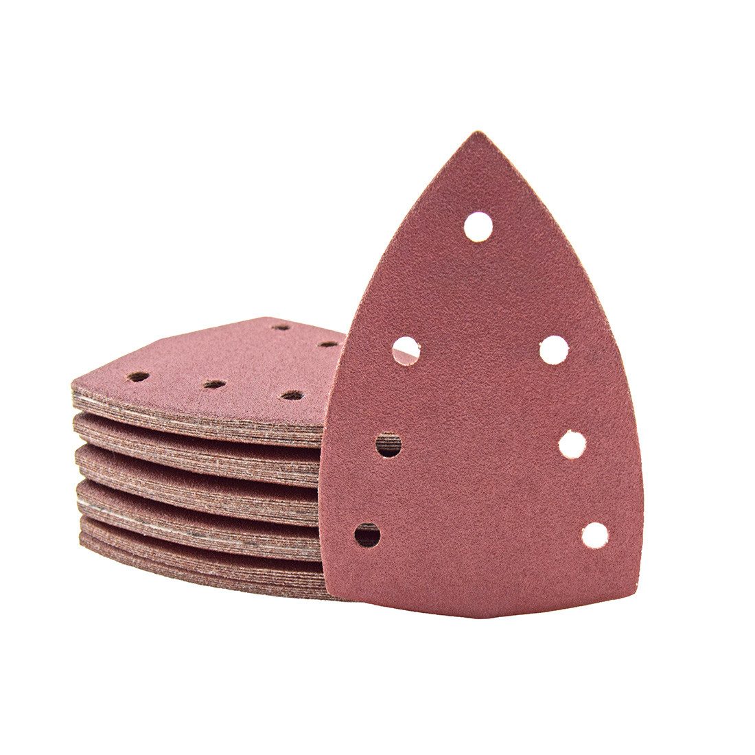 MioTools Schleifdreieck 150 x 100 mm 7-Loch Klett-Schleifblätter für Deltaschleifer, Normalkorund, 25 Stk., K24