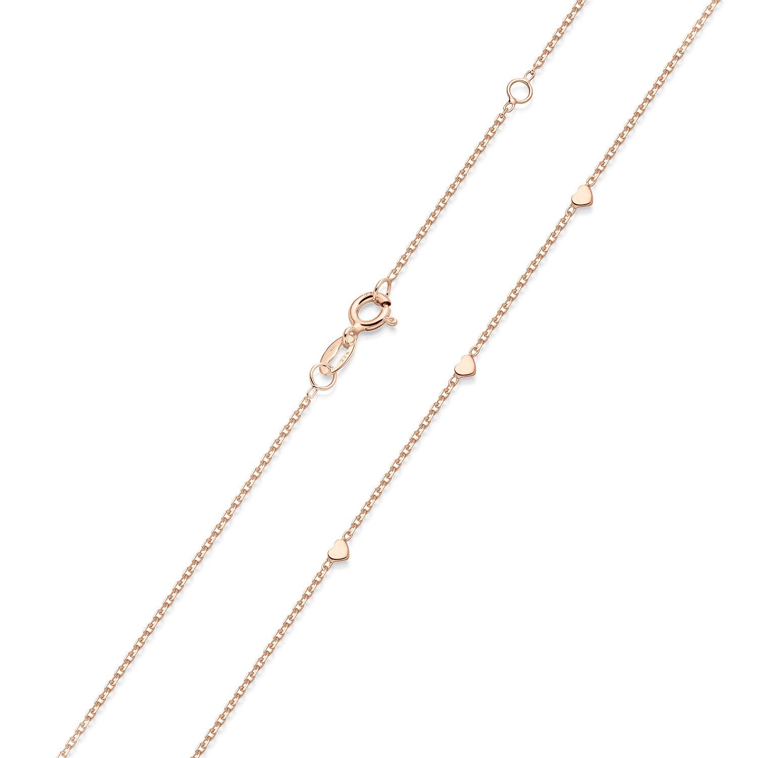 Materia Collierkettchen Damen Rosegold Herzen Romantik filigran CO-35, Sterlingsilber, rosevergoldet