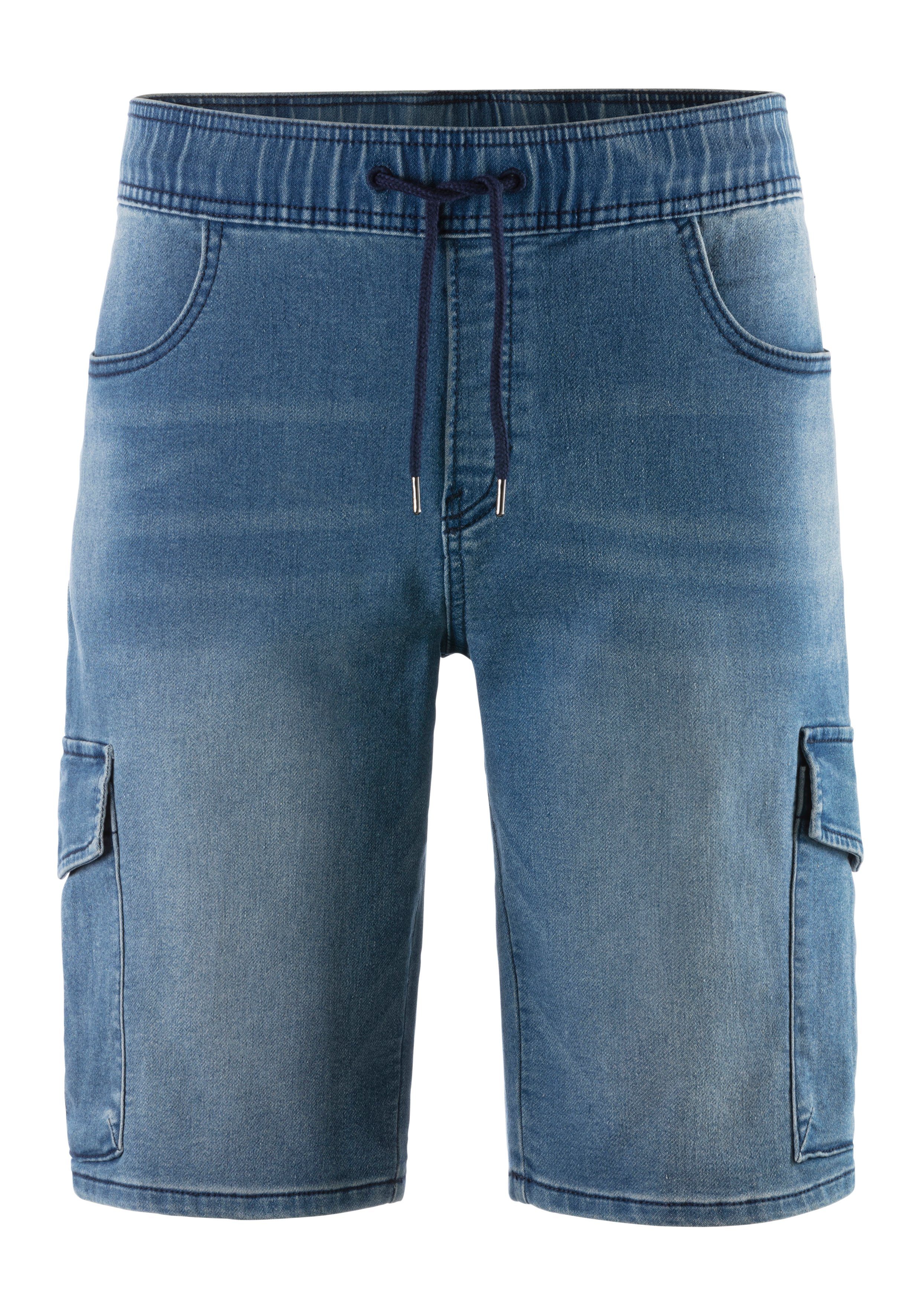 John Devin Jogg Pants mit Cargotaschen, knielang, elastische Schlupf-Bermuda