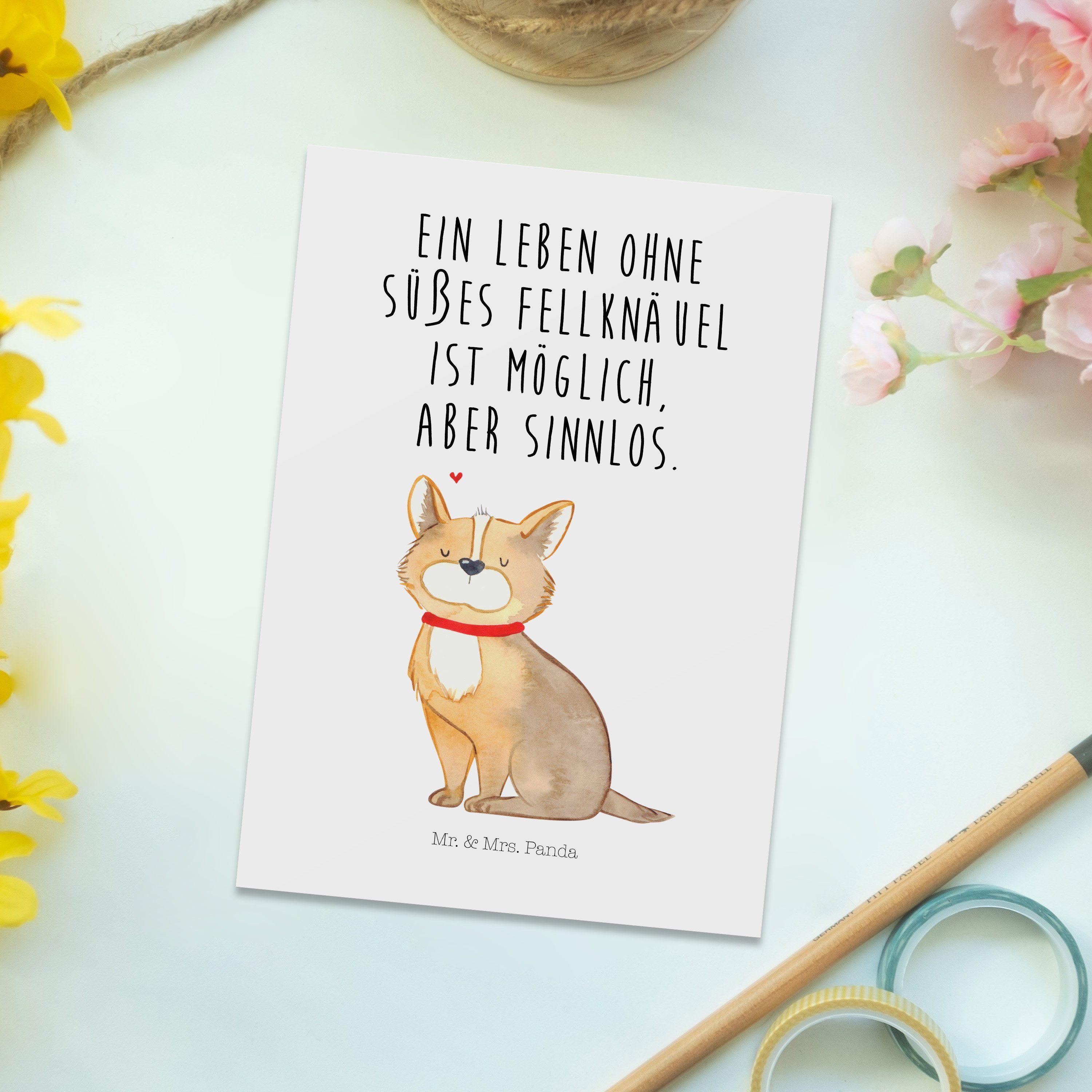 Tierliebhaber, Hunderasse, Hundeglück Haustier, Hu - - Geschenk, Mrs. Panda & Postkarte Weiß Mr.