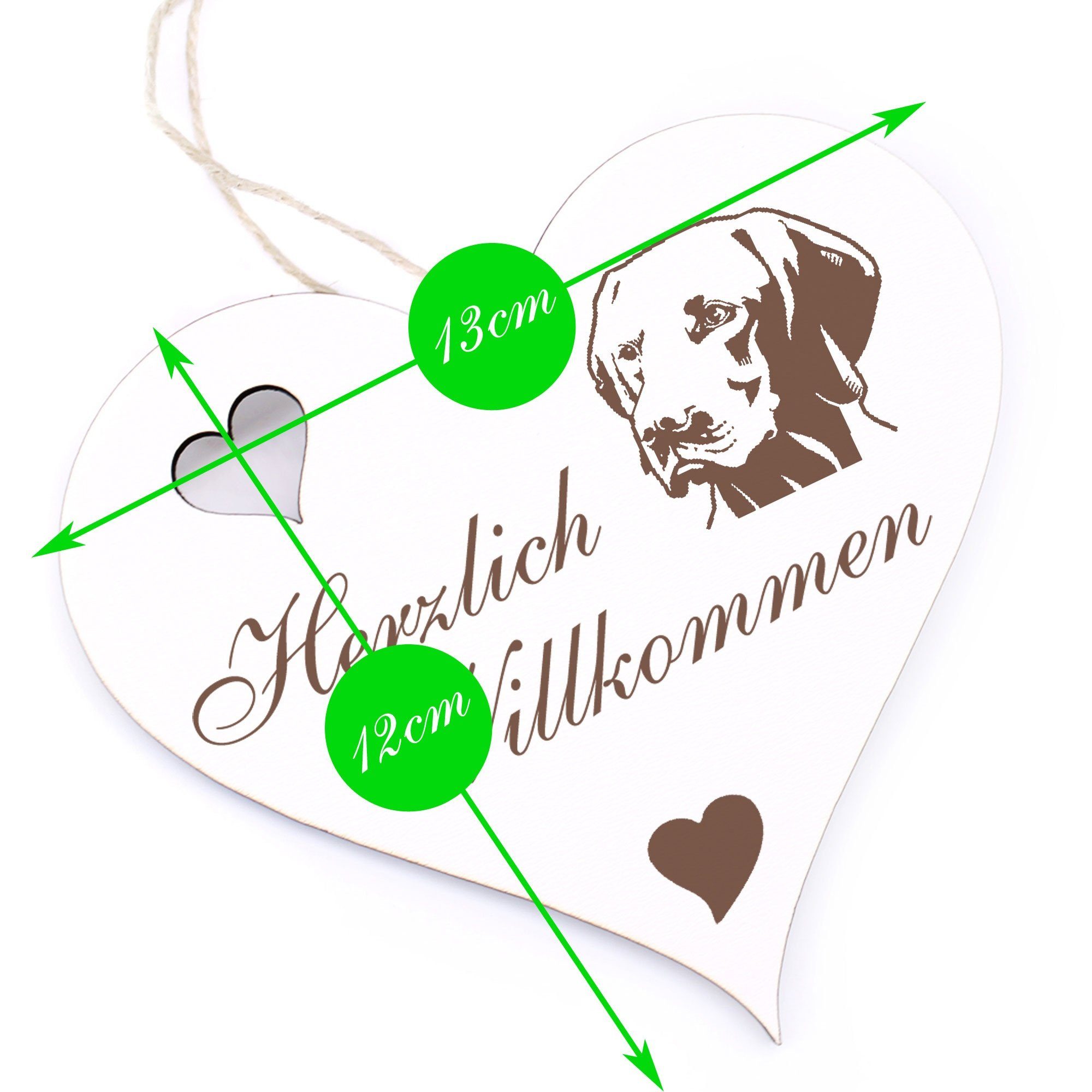 Dekolando Hängedekoration Herzlich Willkommen - - 13x12cm Ungarischer Vizsla Vorstehhund