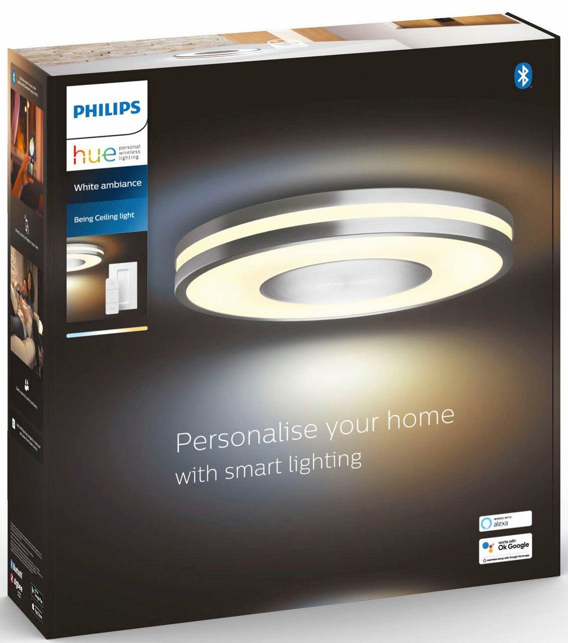 Hue Being, Philips Dimmfunktion, fest LED integriert, Warmweiß LED Deckenleuchte