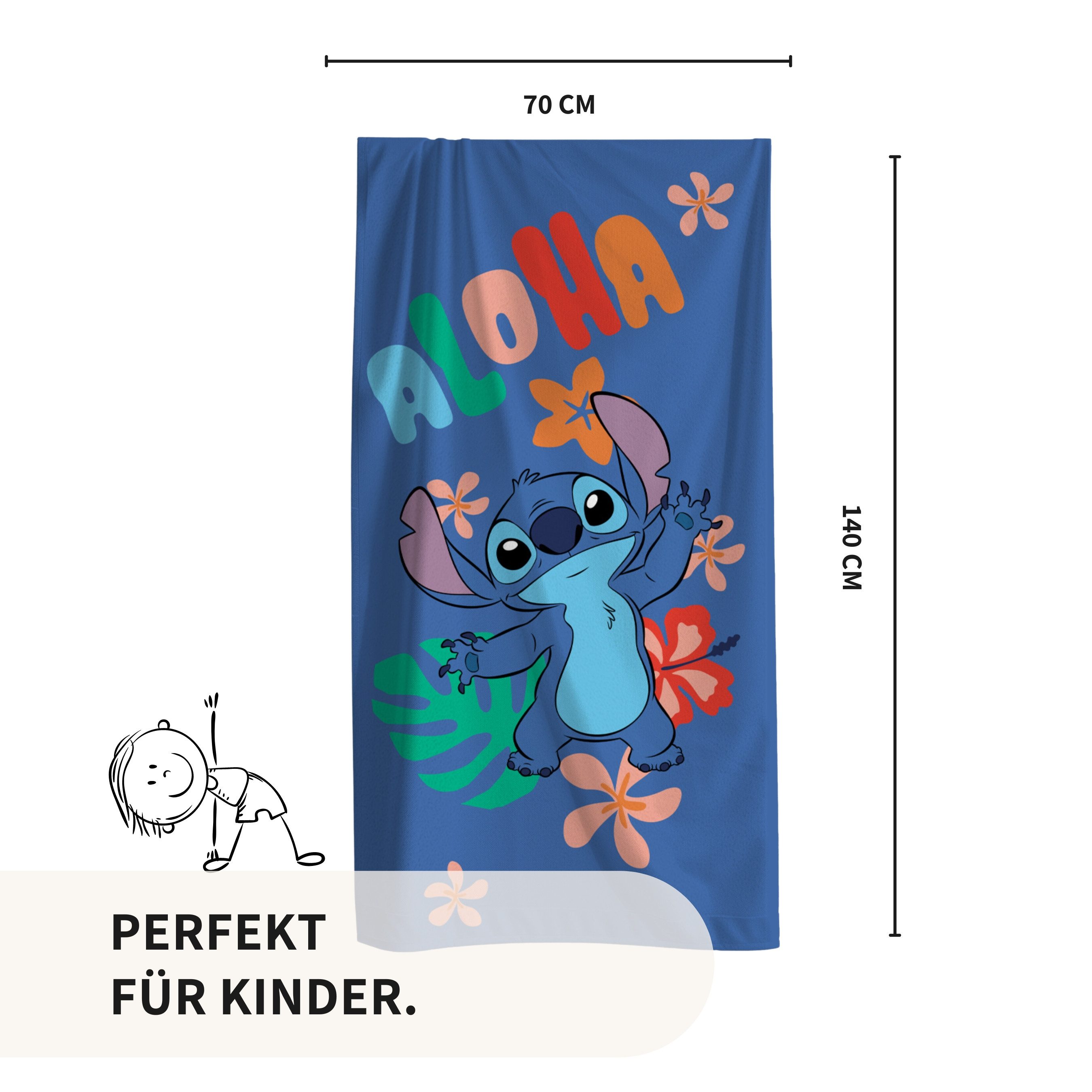 MTOnlinehandel Badetuch Stitch, 70x140cm, Geschenk für Mädchen und Jungen, günstig online kaufen