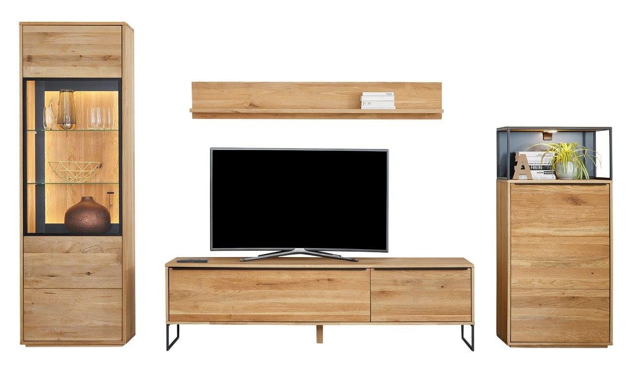 FURNARO Vitrine Wildeiche massiv natur geölt modern komplett montiert 65x13 günstig online kaufen