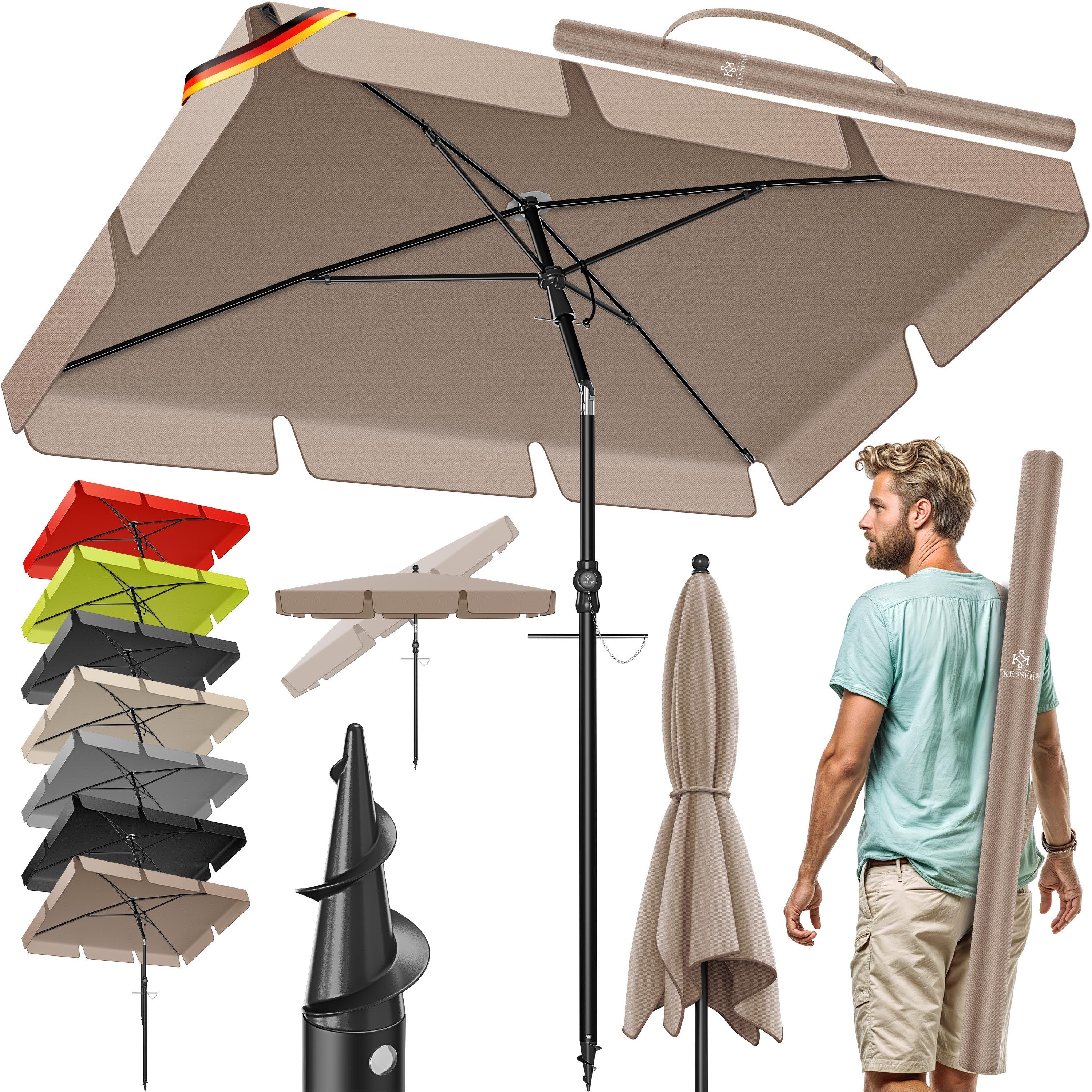KESSER Sonnenschirm, Sonnenschirm Rechteckig Inkl. 2in1 Abdeckung Transporttasche