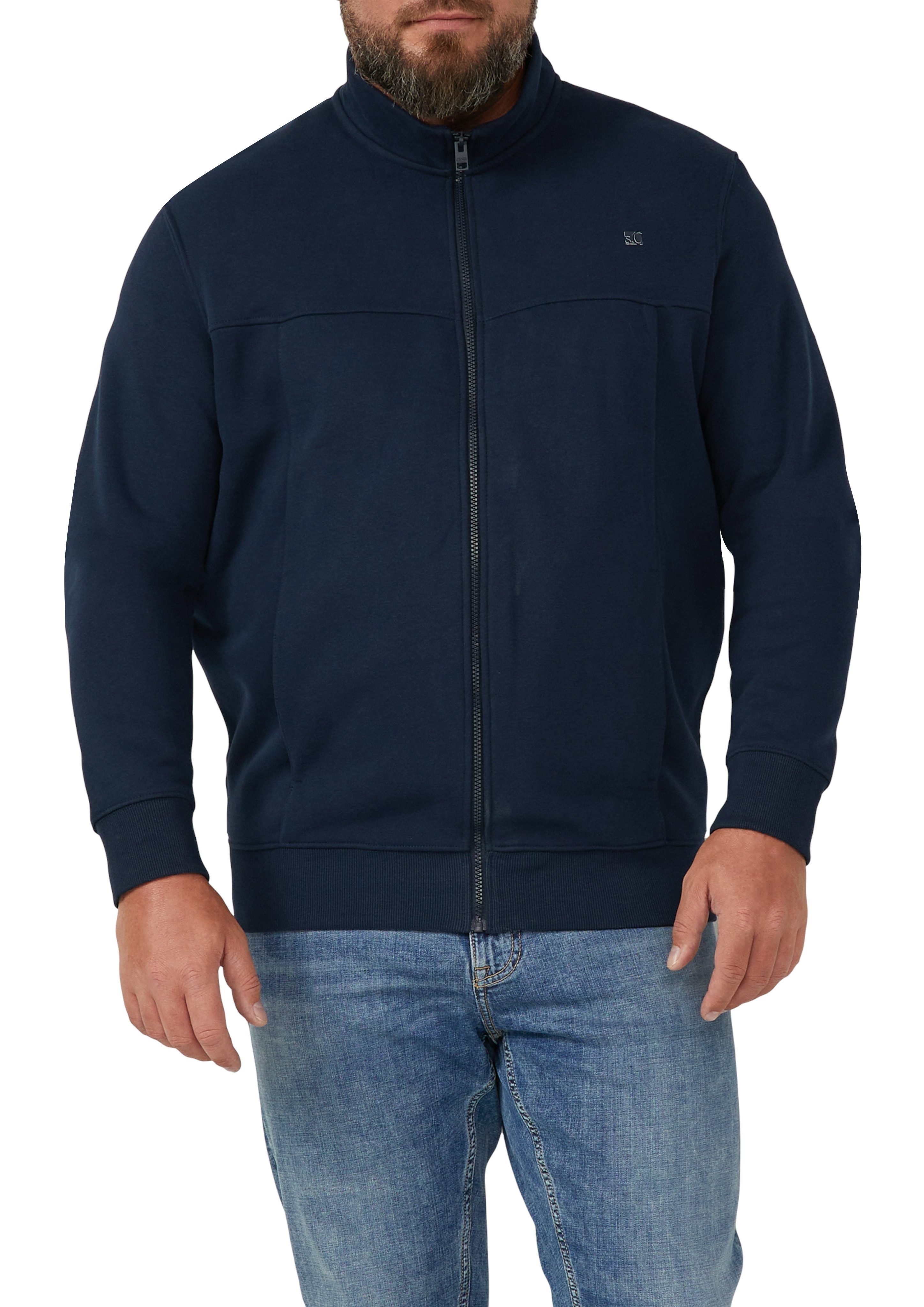 s.Oliver Men Big Sizes Sweatjacke mit Reißverschluss und Stehkragen
