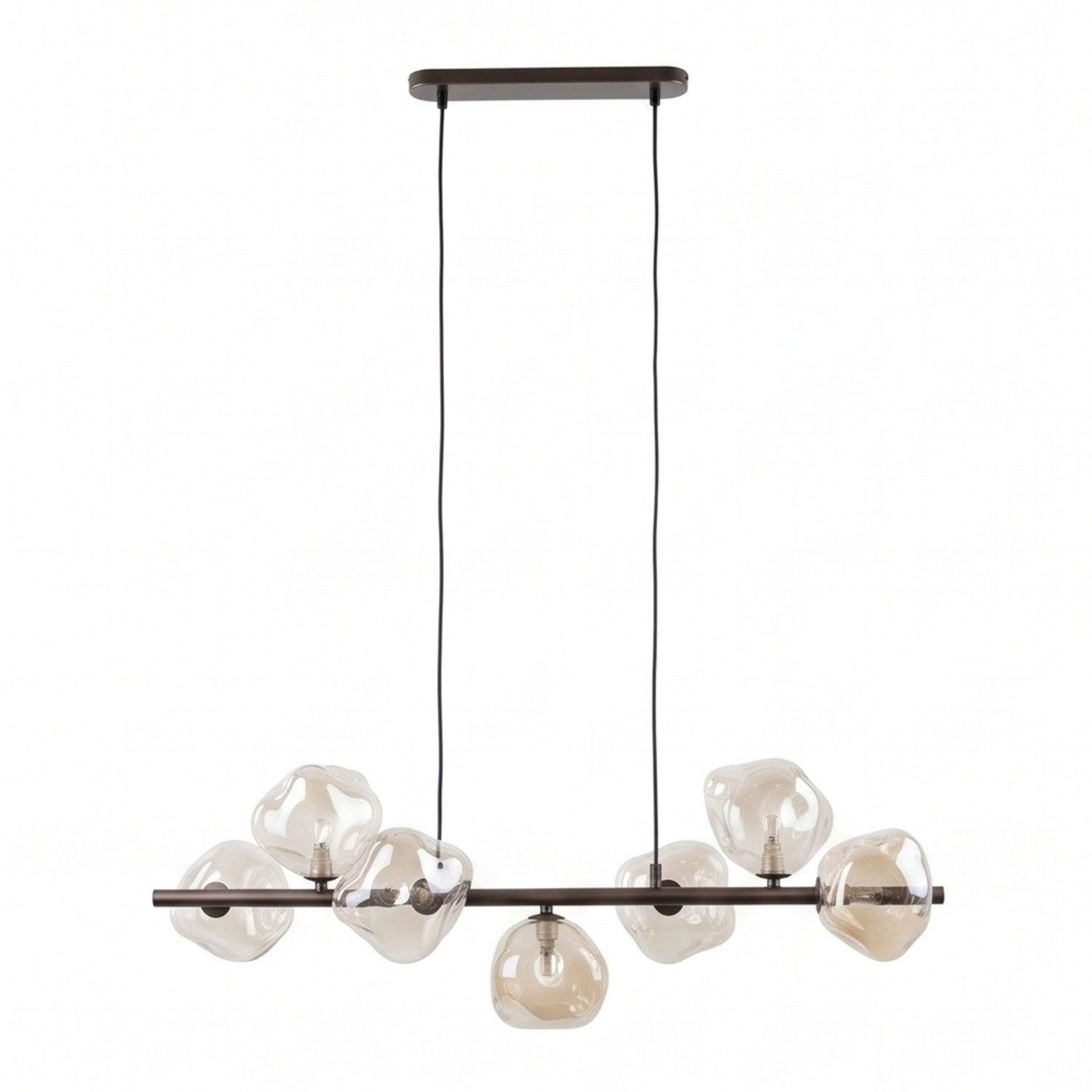 Licht-Erlebnisse Pendelleuchte UMERA, ohne Leuchtmittel, Rauchglas Metall G9 H: max. 156 cm Braun Cognac länglich Modern