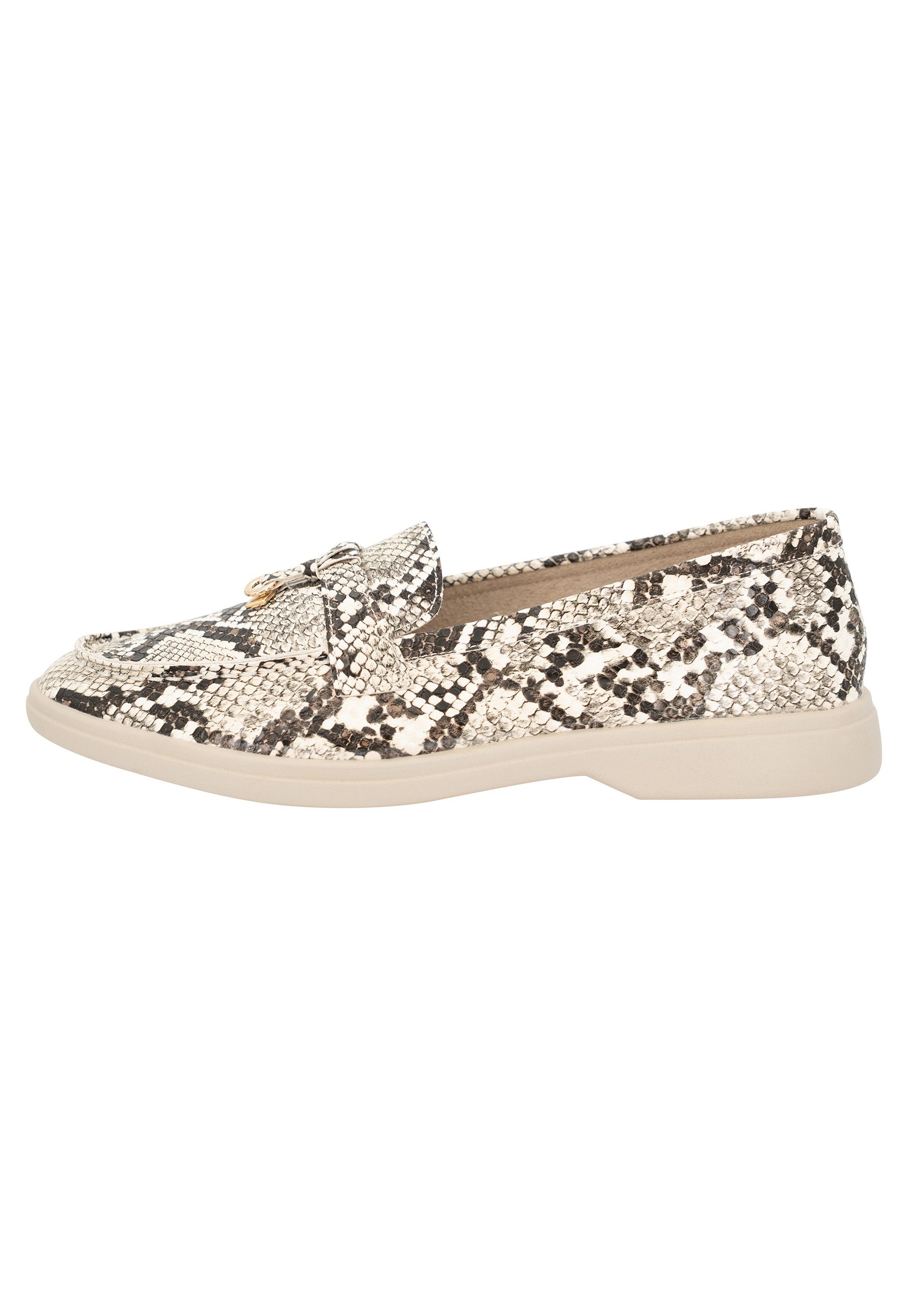 Salinyang Damen Loafer mit Animalprint, Zierspange und flacher Sohle Mokassin