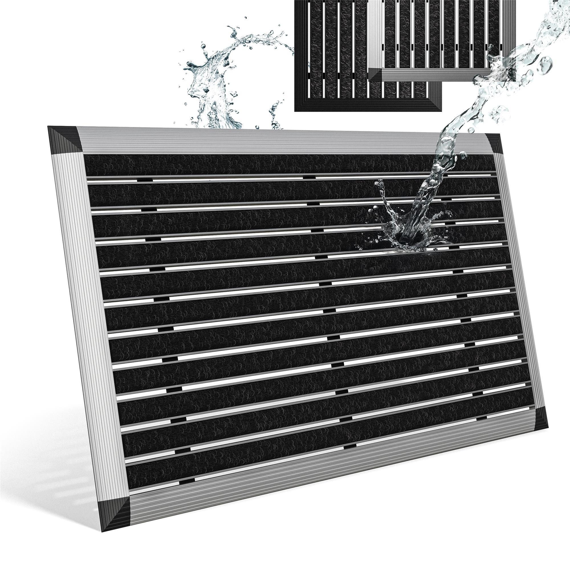 Björn&Schiller Fußmatte Türmatte außen mit Aluminiumrahmen, Outdoor wetterfest, Rechteck, Höhe: 17 mm, Aluminium Schuhabstreifer mit Polypropylen-Fasern