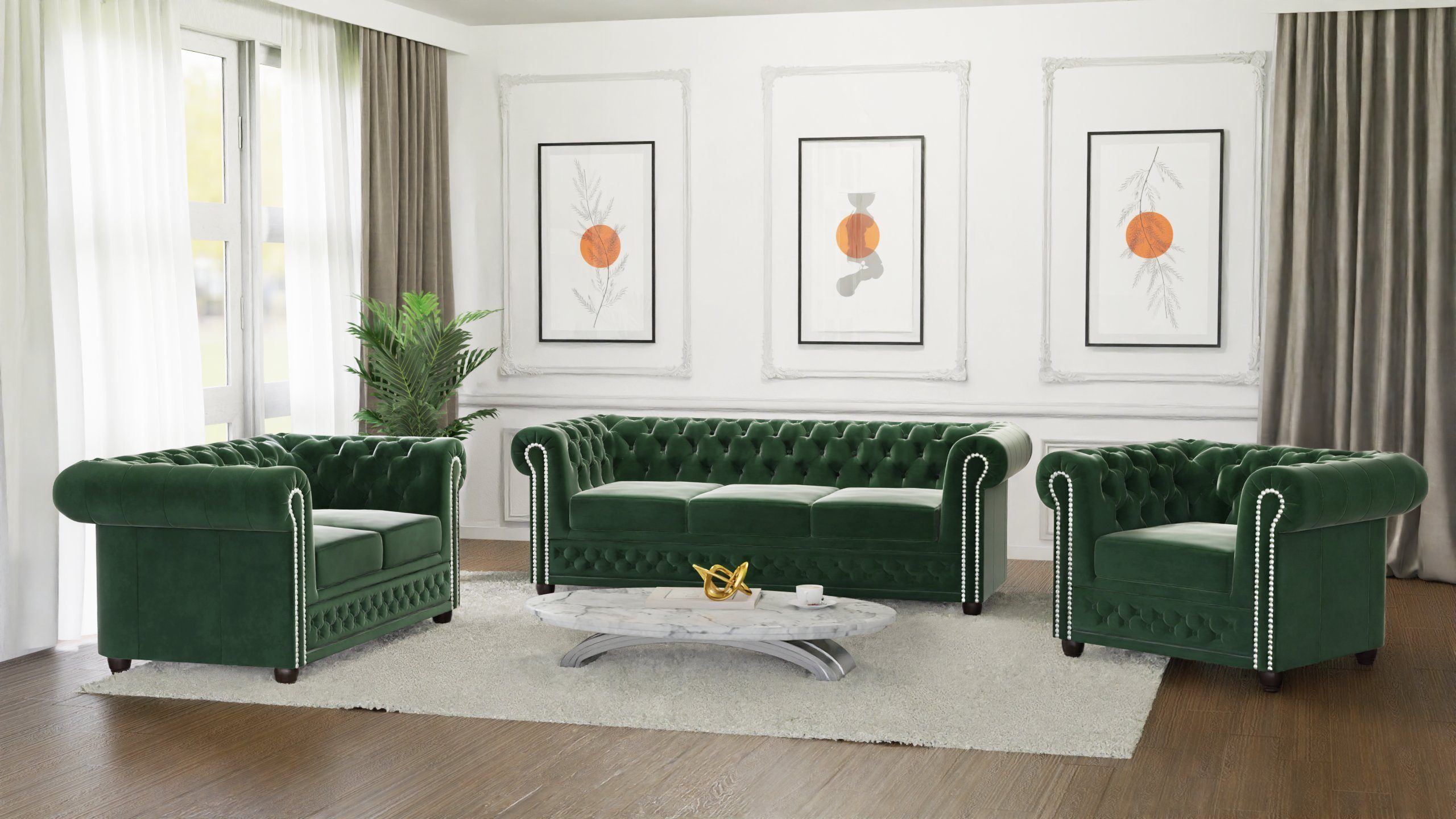 S-Style Möbel Polstergarnitur Chesterfield Lena mit günstig online kaufen