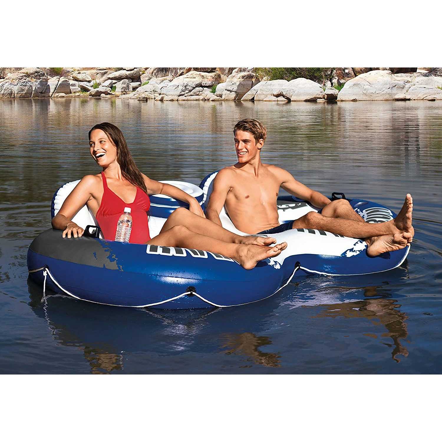 Intex Schwimmsessel Schwimmring River Run 2 (243x157cm), mit Becherhaltern und Staufach
