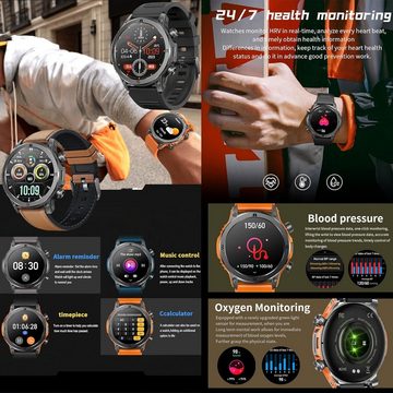 ZPIMY Herren mit Telefonfunktion," AMOLED Touchscreen Smartwatch (1.49 Zoll, Andriod iOS), 123 Sportmodi Aktivitätstracker Schlafmonitor Schrittzähler IP68
