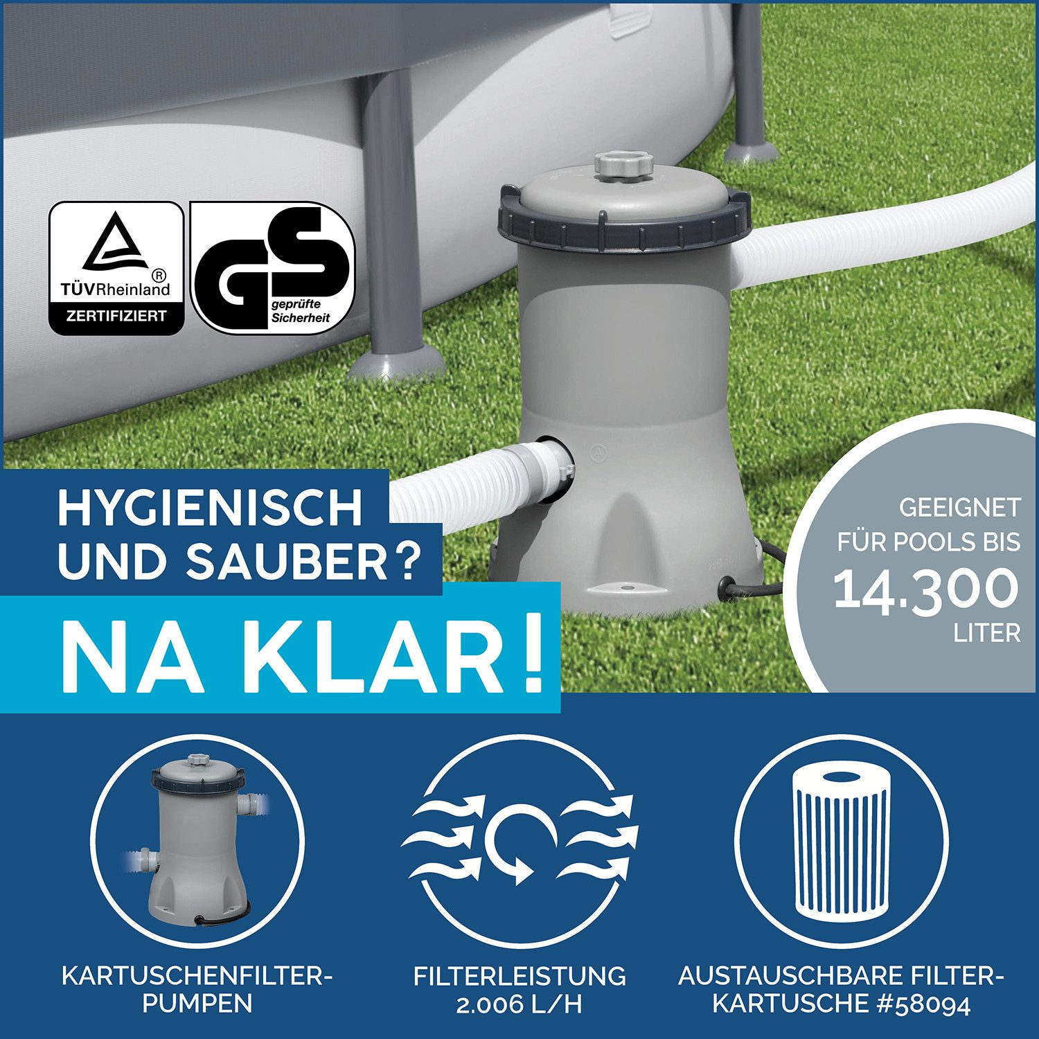 Bestway Framepool Power Steel™ Frame Pool Set mit Filterpumpe 404 x 201 x 100 cm, Rattan