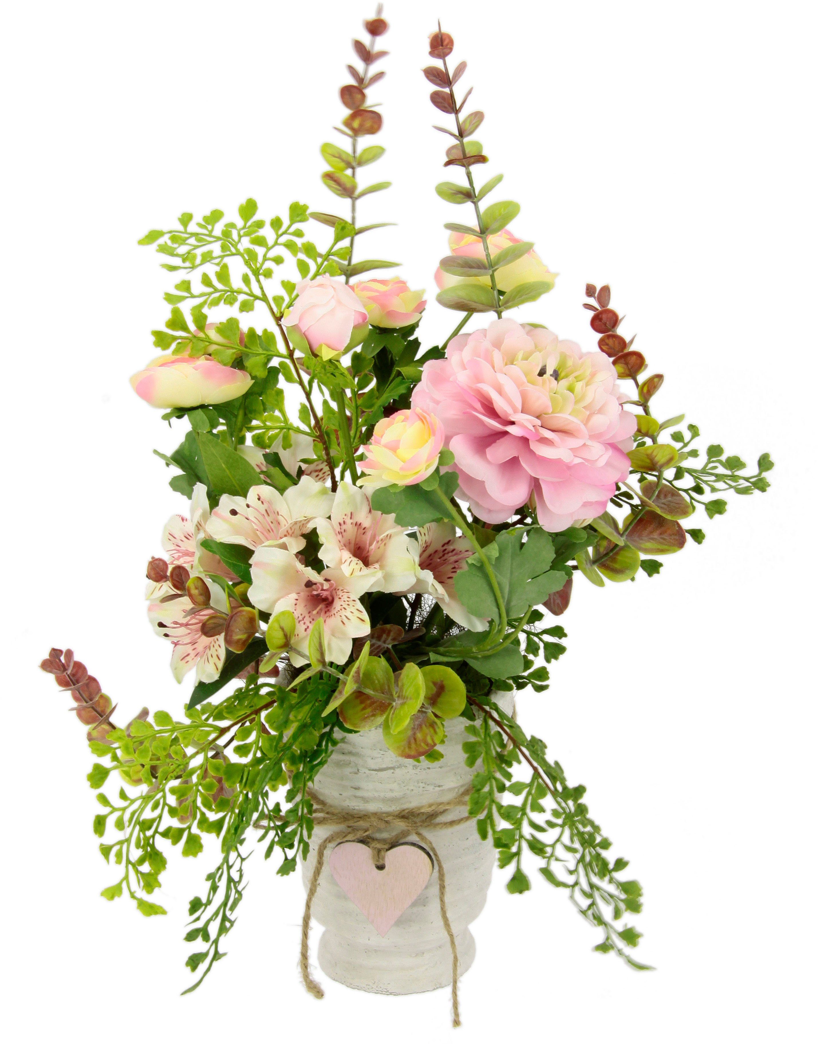 Kunstblume Arrangement Blüten/Ranunkel, I.GE.A., Höhe 44 cm, Topf aus  Keramik