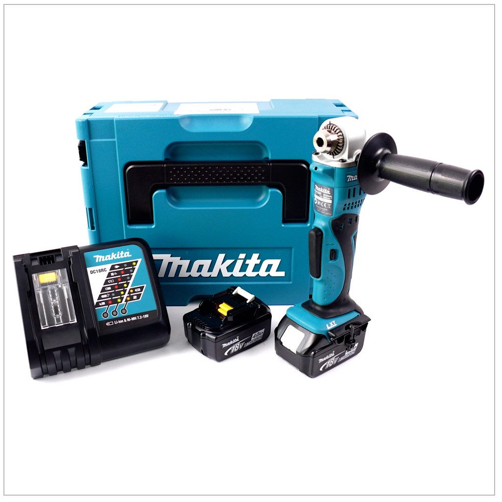 Makita Winkelbohrmaschine DDA 350 RMJ 18 V Akku Winkelbohrschrauber mit 2x 4,0 Ah Akku, Schnell