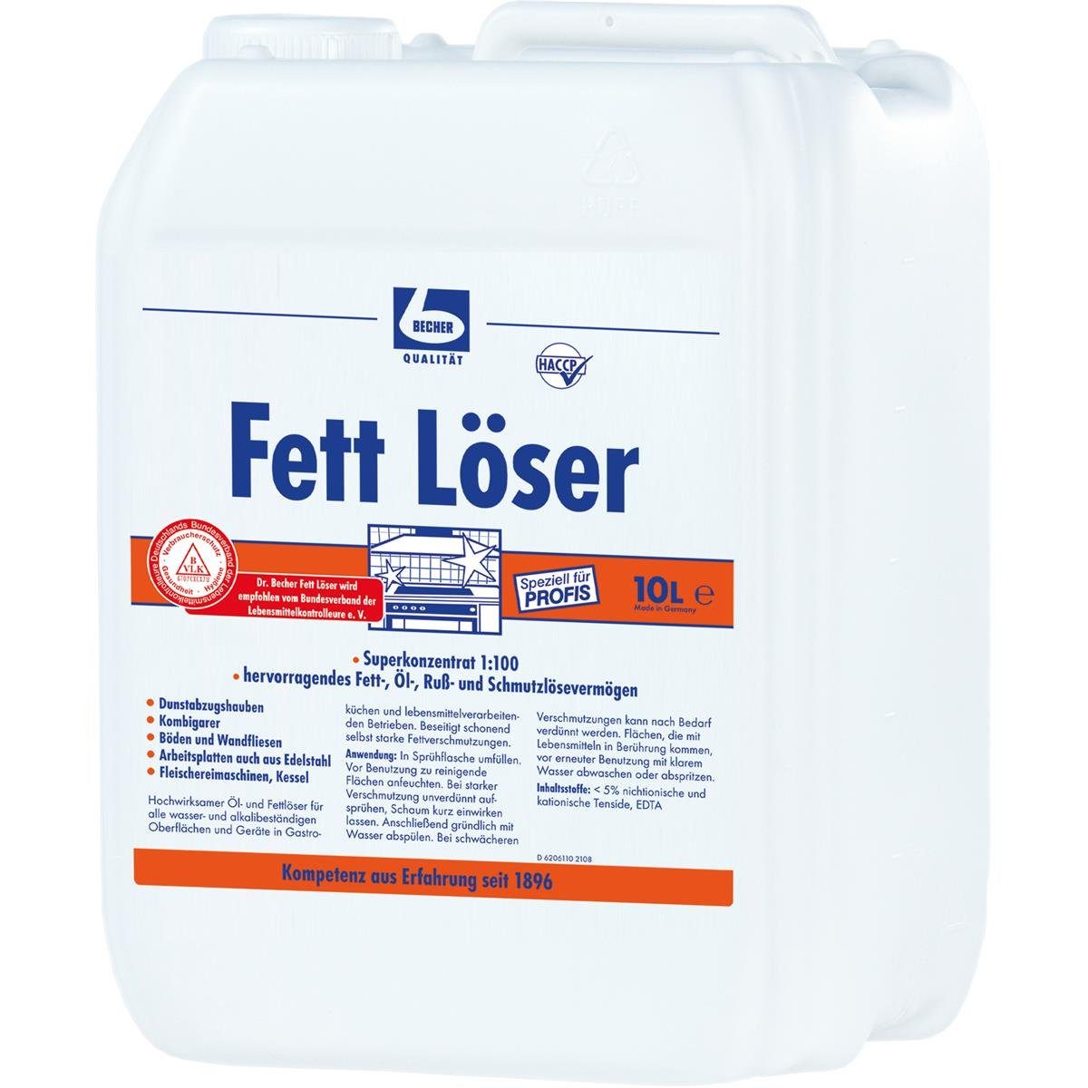 Dr. Becher Dr. Becher Fett Löser Superkonzentrat 10 Liter Kanister (1er Pack) Spezialwaschmittel