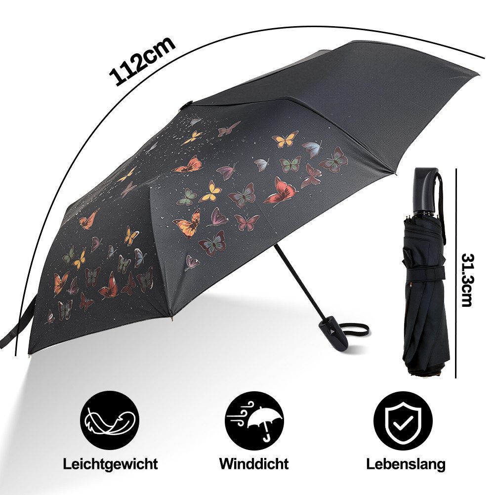 Esun Taschenregenschirm Regenschirm, Umbrella Schirm mit Farbwechsel Regen Taschenschirm, Sonnenschirm, Schirm Klein, Taschenschirm Faltbar