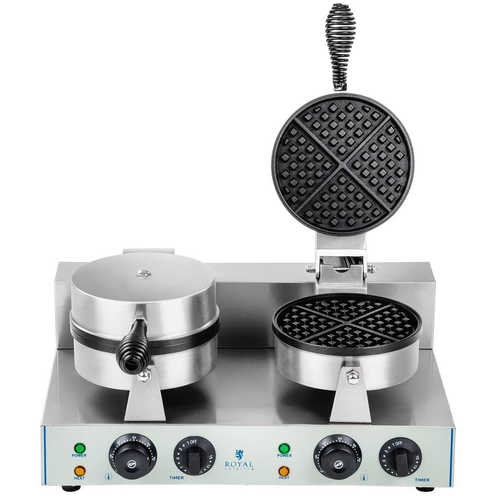 Royal Catering Waffeleisen Doppelwaffeleisen Doppel Waffelautomat Brüsseler Waffel Gastro rund, 2600 W – Bild 2 von 5