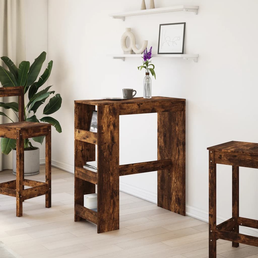 vidaXL Esstisch Bartisch mit Regal Räuchereiche günstig online kaufen
