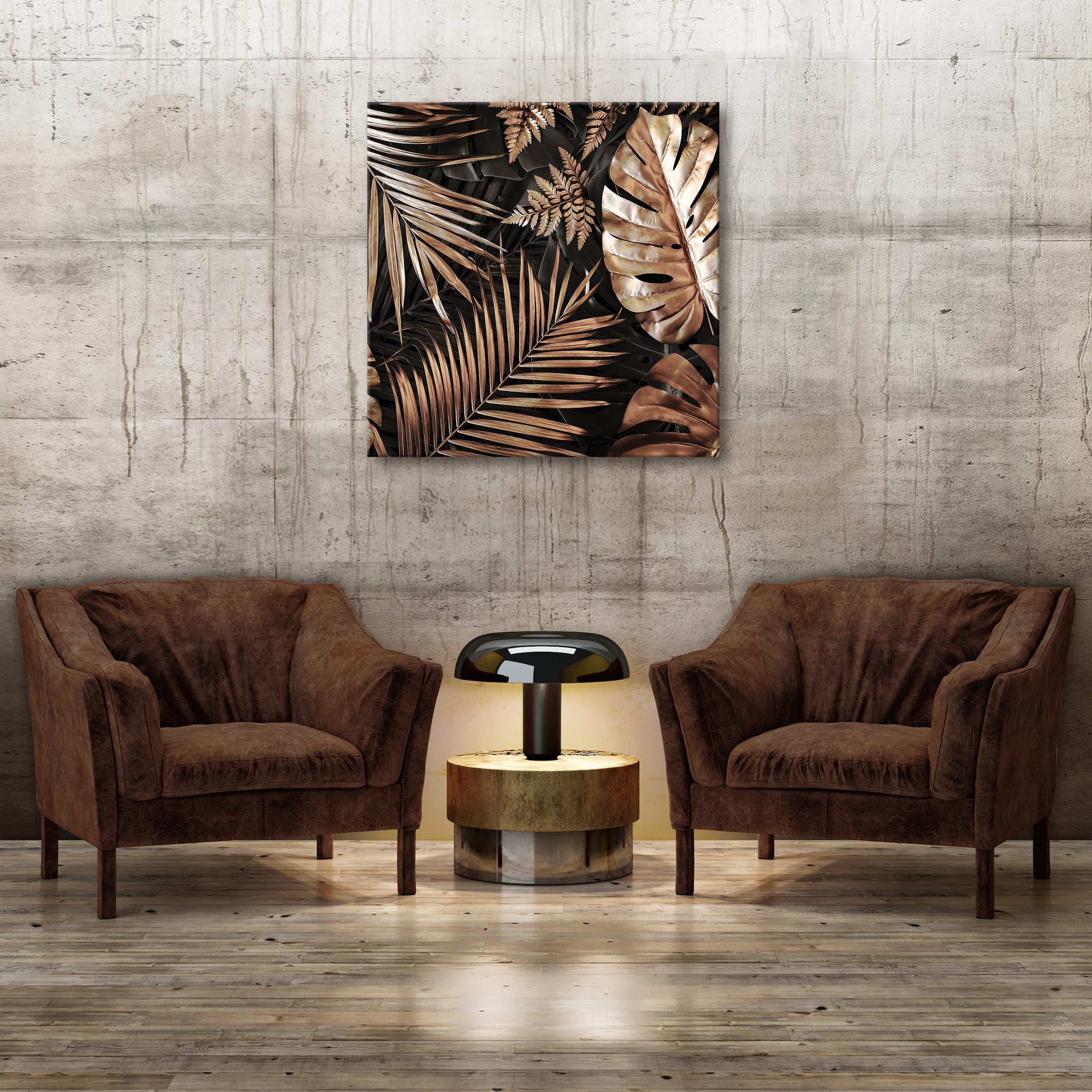 Wallarena Leinwandbild Blätter Abstrakt Gold Schwarz Modern Wandbilder Wand günstig online kaufen