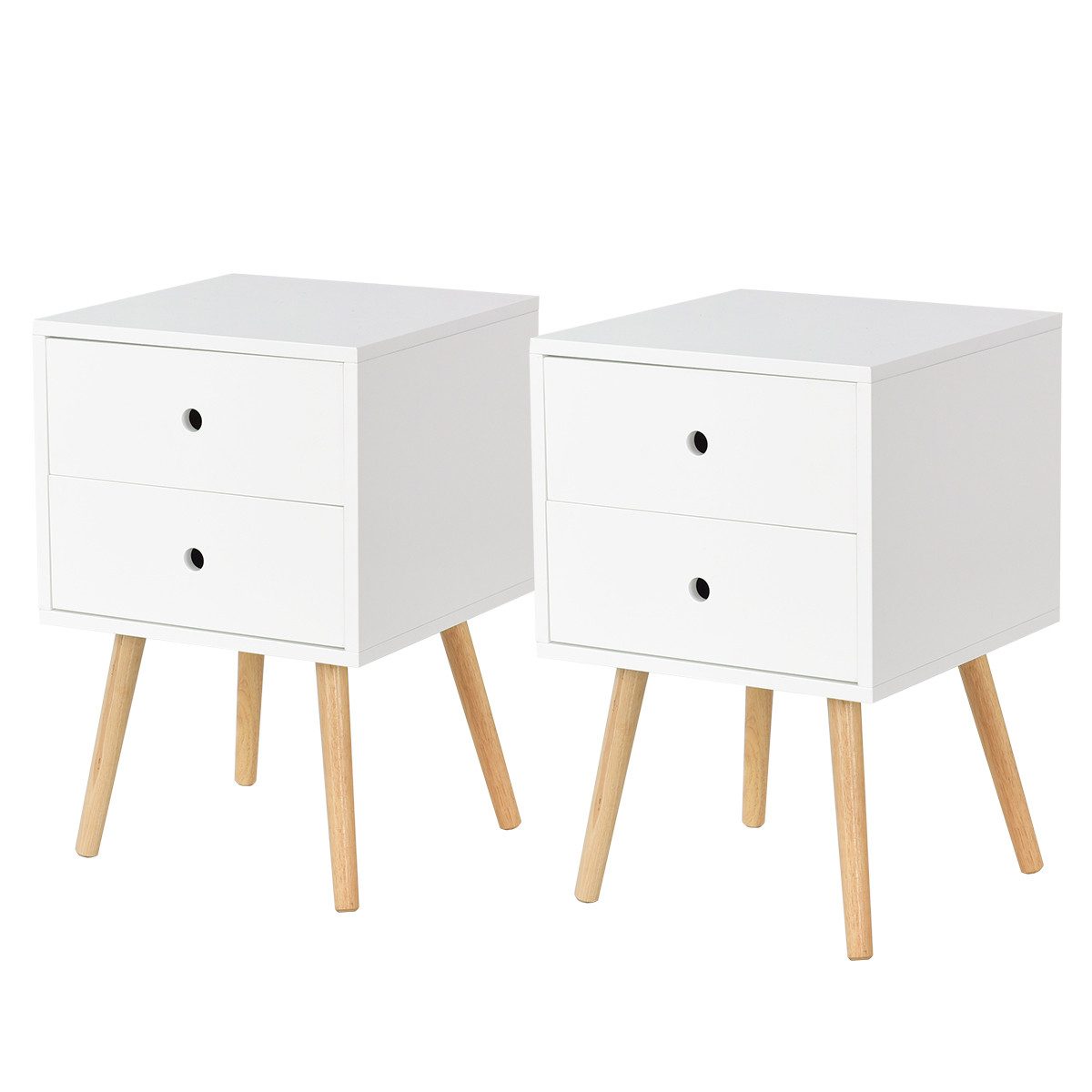 COSTWAY Nachttisch (2-St), 2er Set, Holz mit 2 Schubladen, 40x40x60cm günstig online kaufen