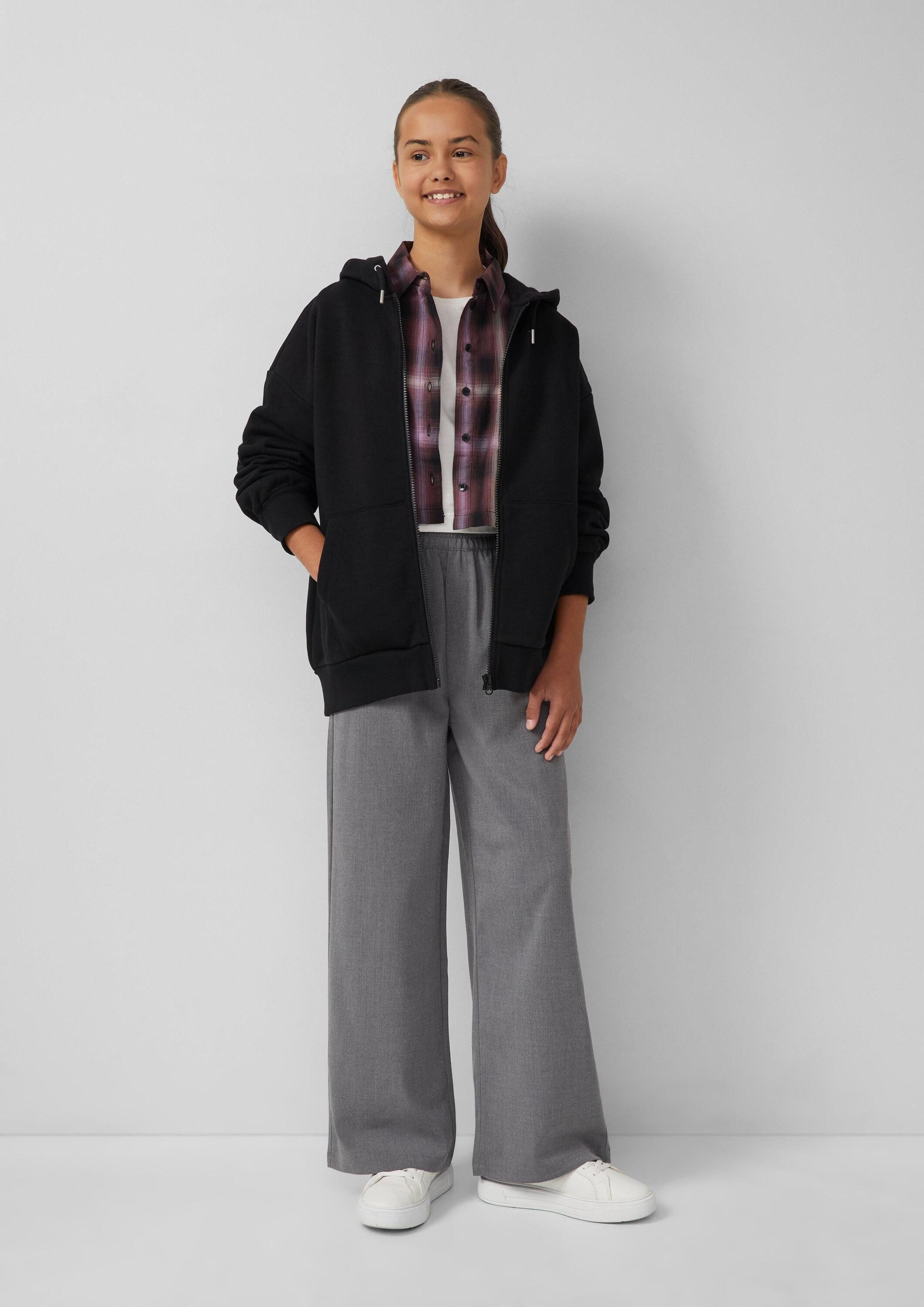 s.Oliver Langarmbluse Bluse Cropped Hemdbluse mit Karo-Muster