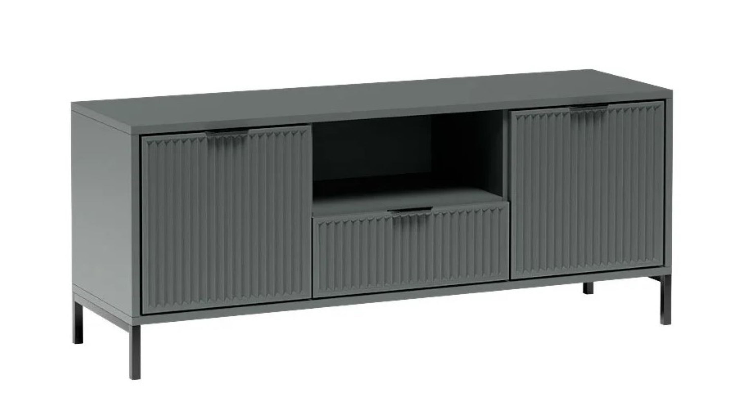 99rooms Lowboard Klink (TV-Kommode, TV-Schrank, Fernsehschrank), Stilvolles Design, Soft-Close, geriffelte Elemente, ABS-Schutzkanten