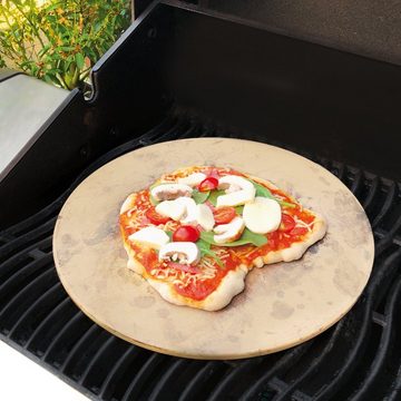 bremermann Pizzastein Pizzastein rund Ø 33 cm mit Pizzaschaufel und Serviergestell