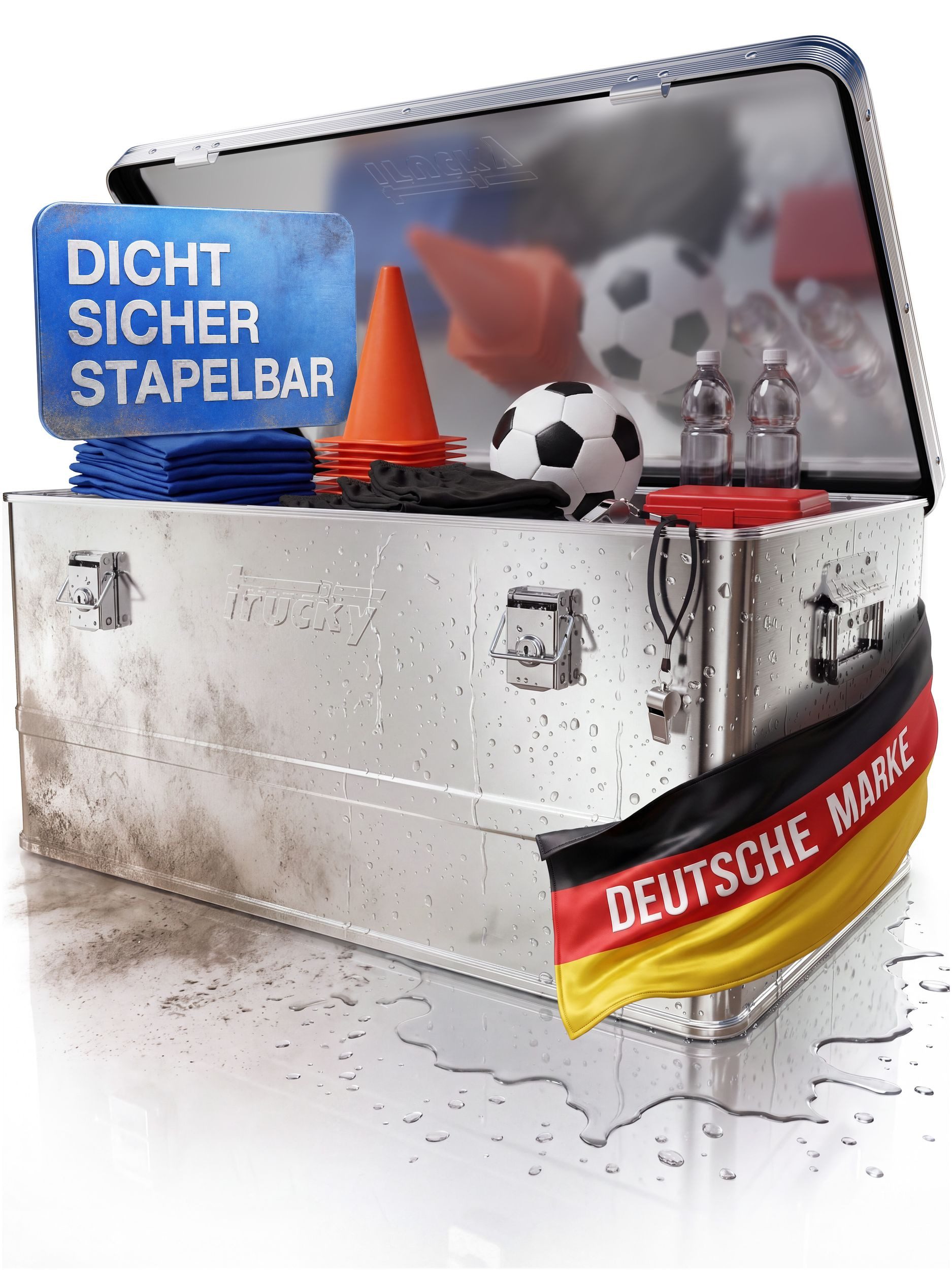 Trucky Allzweckkiste Aluminium Box mit Deckel Silber Alukiste Alu Kiste Abschliessbar