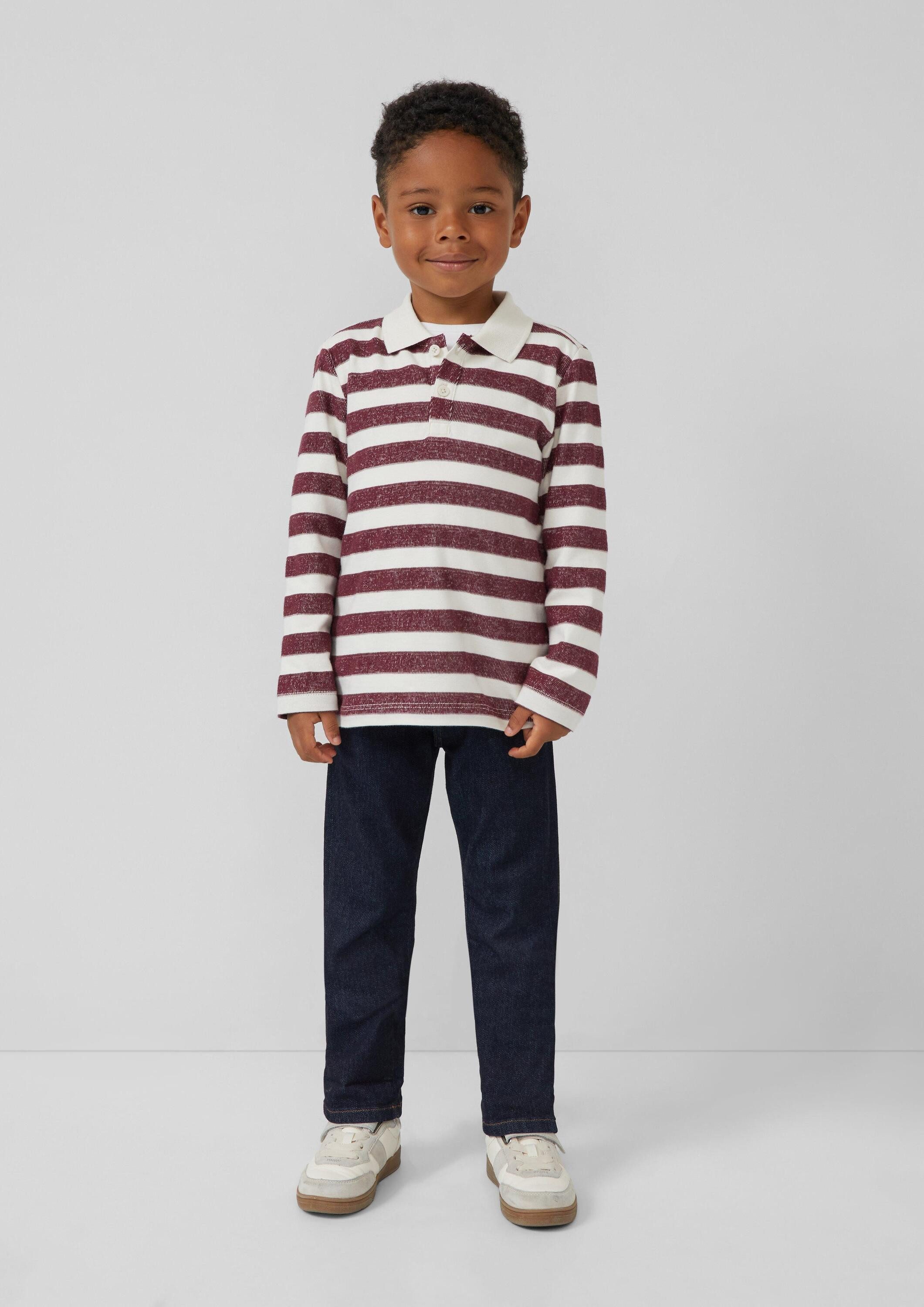 s.Oliver Langarmshirt Polo-Shirt Langärmeliges Poloshirt mit Streifen