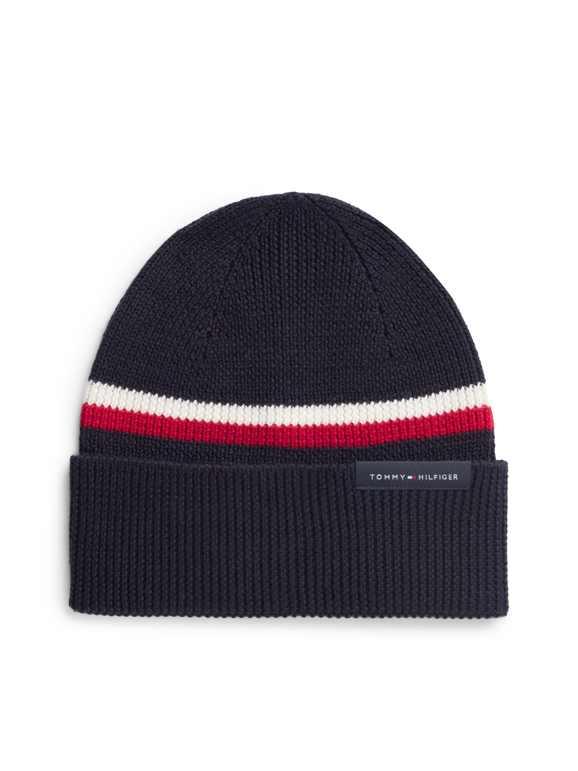 Tommy Hilfiger Beanie TH RWB aus Wollmix mit Global-Streifen