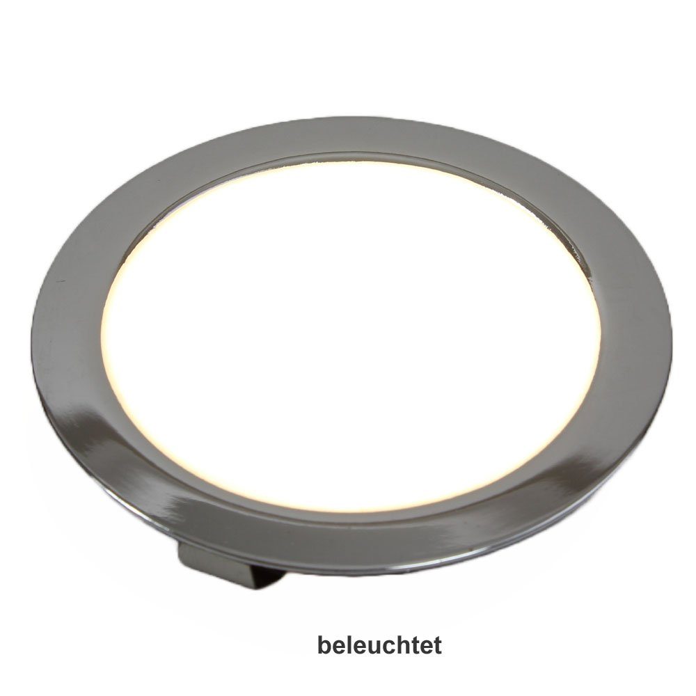 HABA B.V. LED Einbaustrahler 12 Volt LED Einbauleuchte warmweiß rund chrom 65 mm, warmweiß