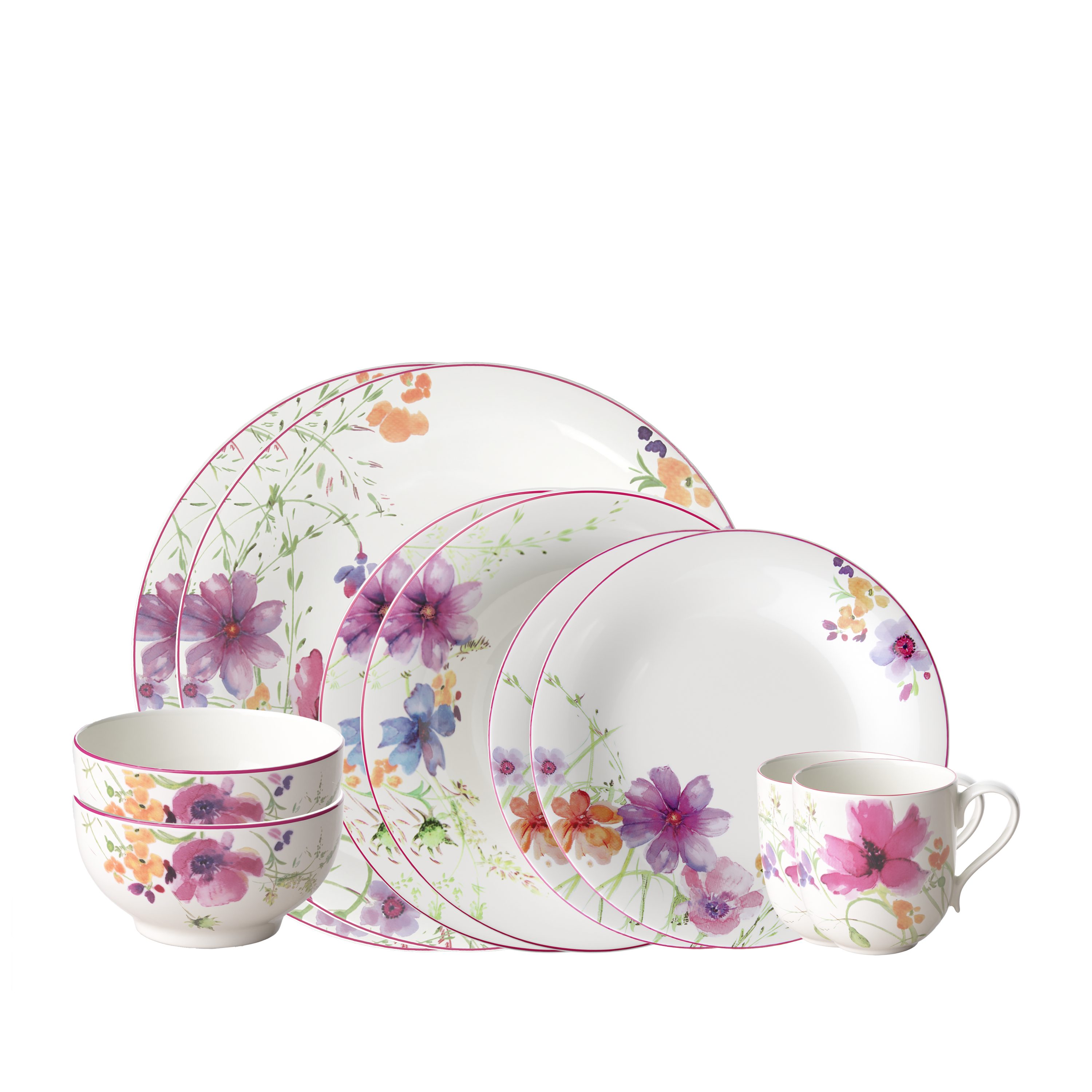 Villeroy & Boch Geschirr-Set Mariefleur Basic Starter Set (10-tlg), 2 Personen, Porzellan, Premium Porzellan