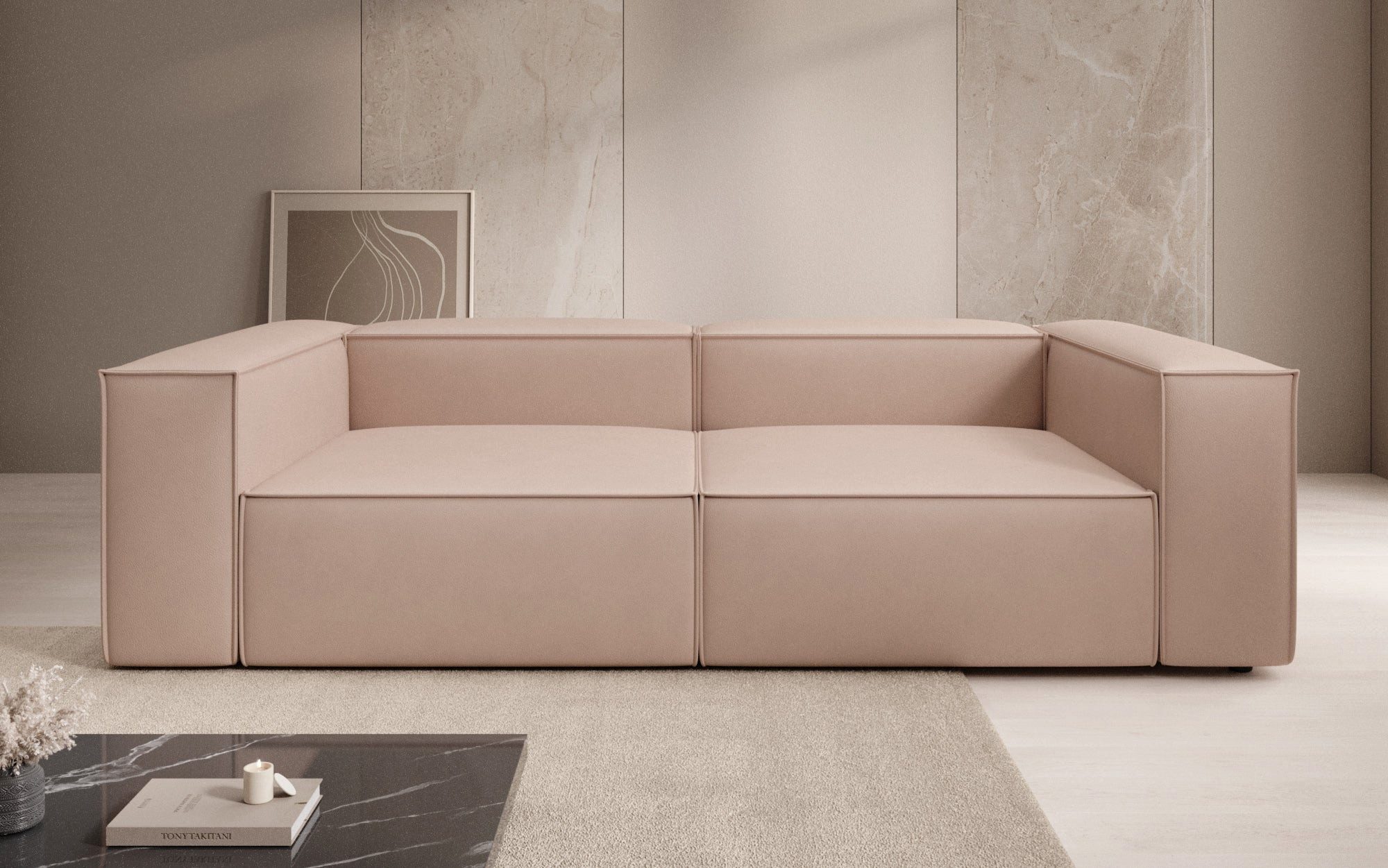 Luxusbetten24 Sofa Designer Sofa Lesley 3 Sitzer, mit Bezug aus Echtleder