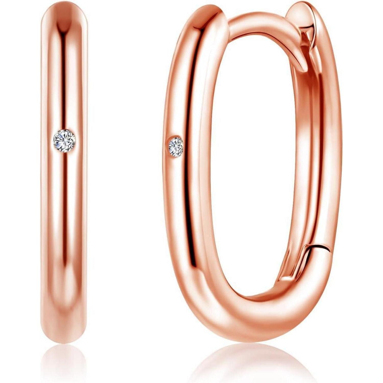 LuxusKollektion Paar Creolen Creolen 925 Silber Zirkonia Oval Hypoallergen B-Rosegold