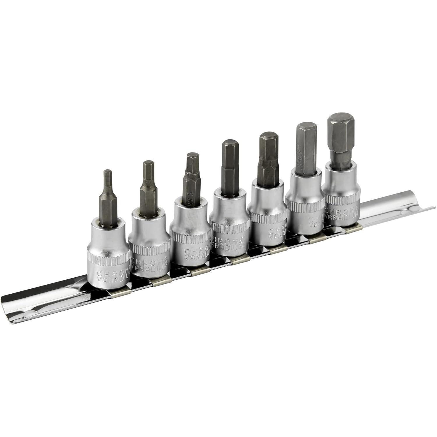 LuxusKollektion Stecknüsse Nusssatz Innensechskant 3-10mm 3/8" Mattchrom, 1-St.