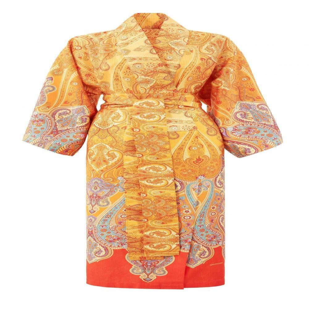 Bassetti Kimono Ragusa Y1 in L/XL, 100% Baumwolle, mit Bindegürtel, Mako-Satin