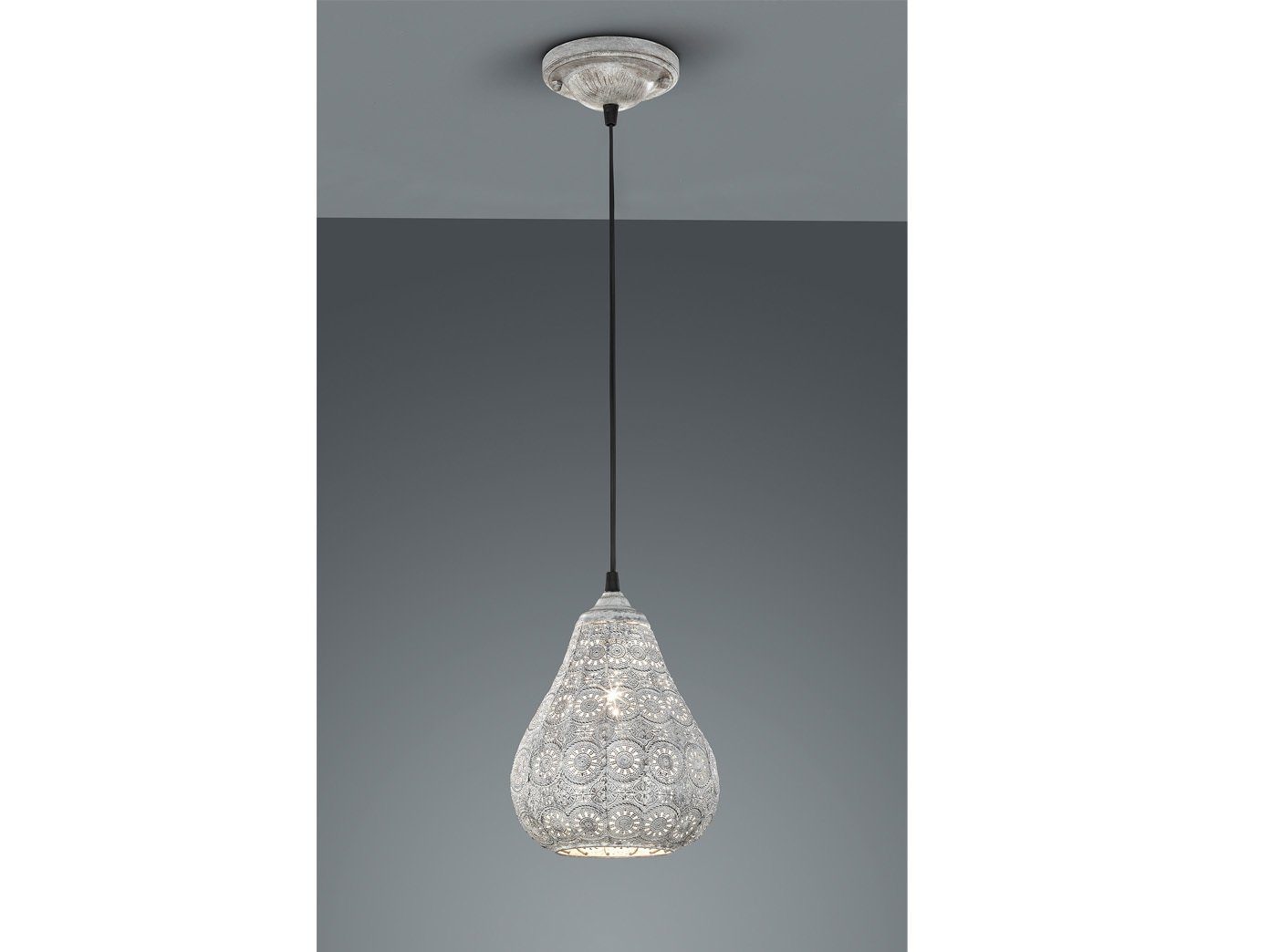 TRIO LED Pendelleuchte, Orientalische Esstisch Lampe, Marokkanische Lampen hängend über Kücheninsel & Kochinsel, einflammig, Grau