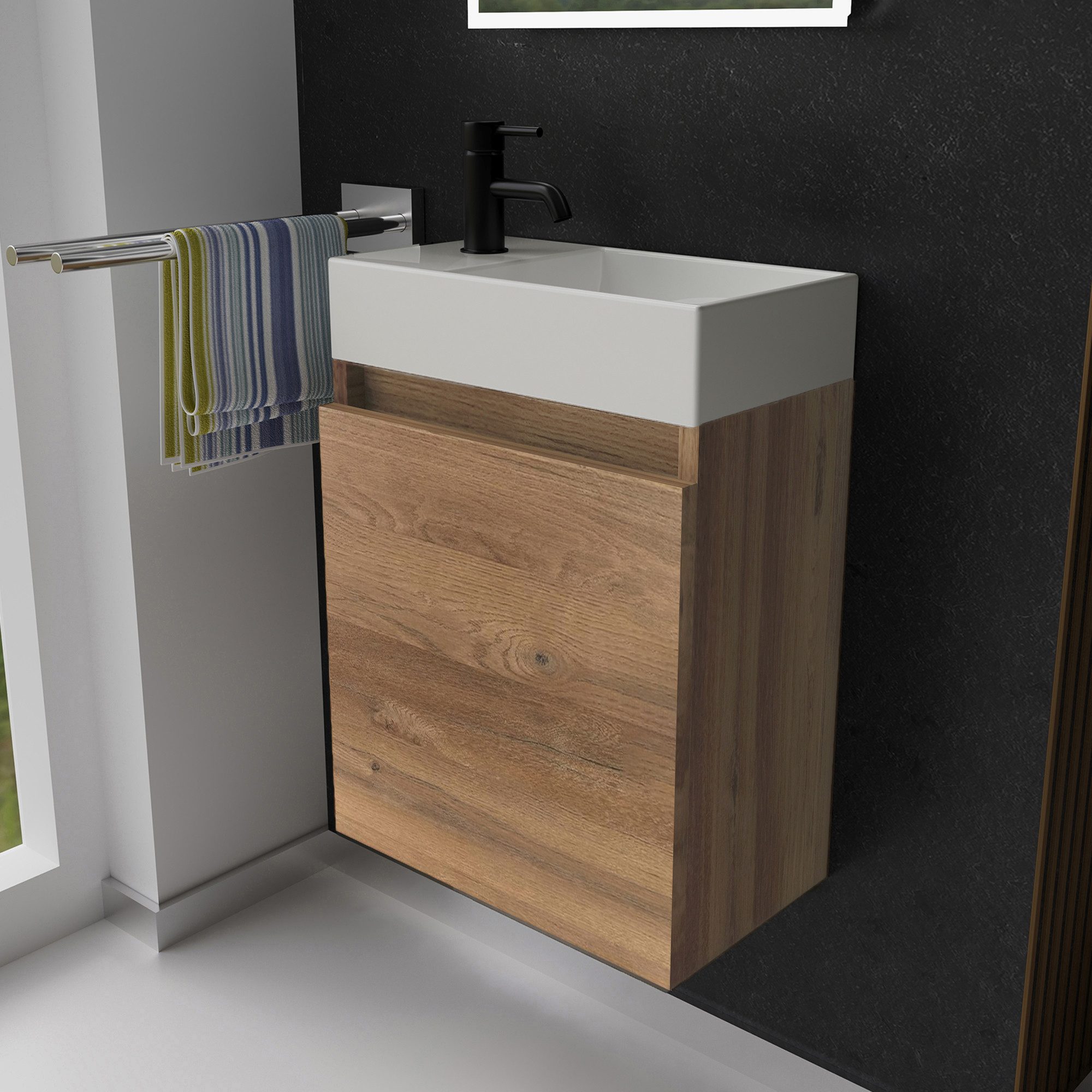 Alpenberger Badmöbel-Set Gäste WC Waschbecken mit Unterschrank - Badschrank günstig online kaufen