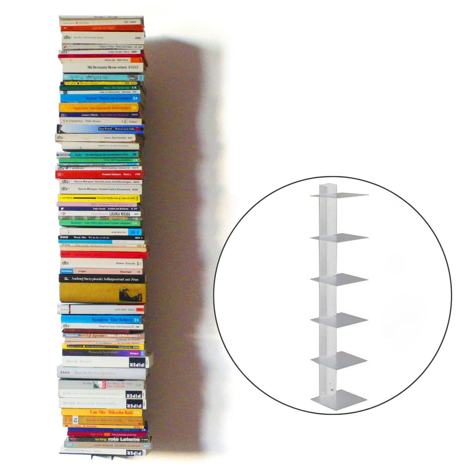 Haseform Wandregal Bücherturm 90 cm (für 1m Bücher) weiss Bücherregal günstig online kaufen