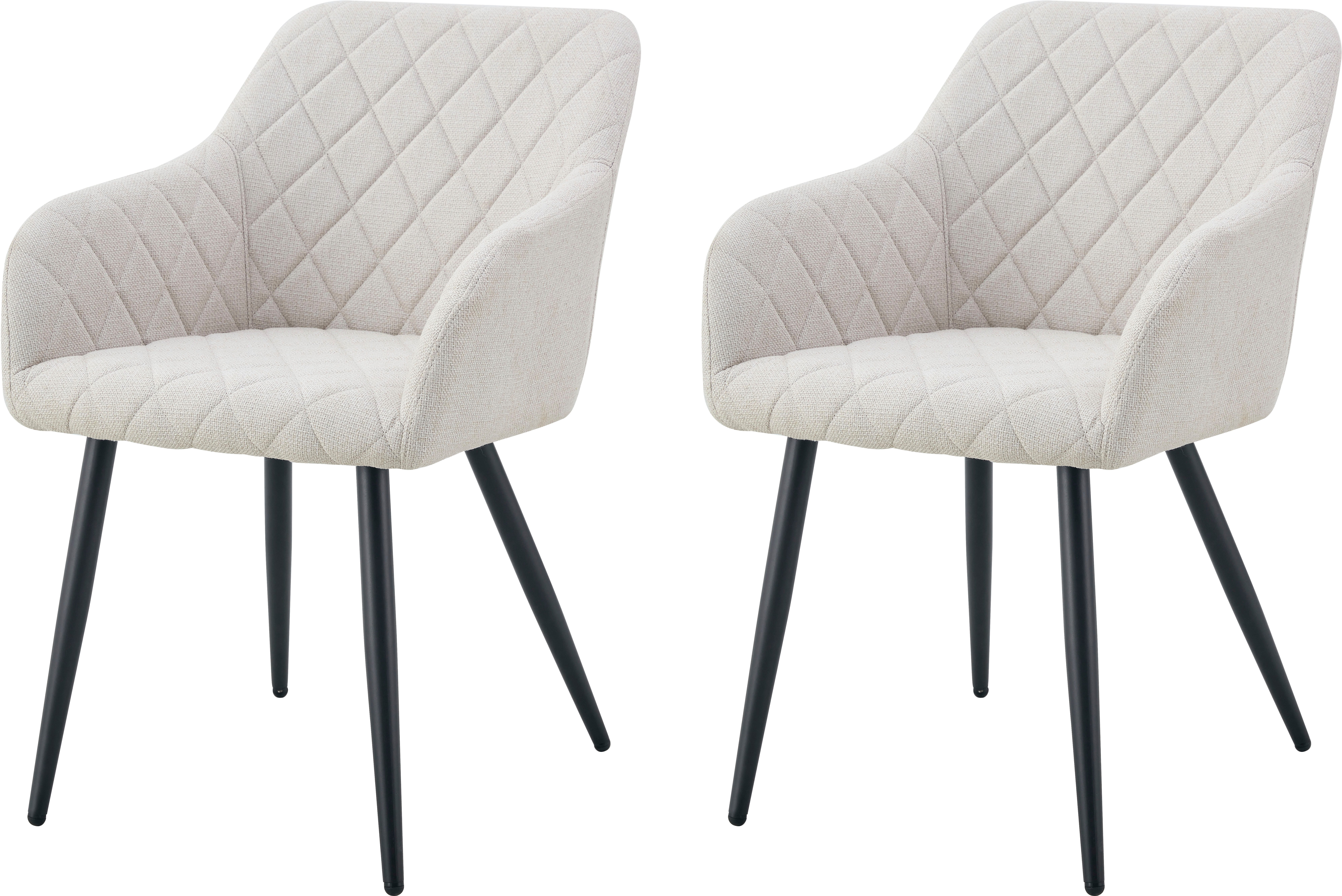 Home affaire Esszimmerstuhl SUDBURRY, 2er Set, mit Metallgestell in matt schwarz (Set, 2 St), in verschiedenen Farben, Belsatbarkeit pro Stuhl 120 kg, mit Armlehne