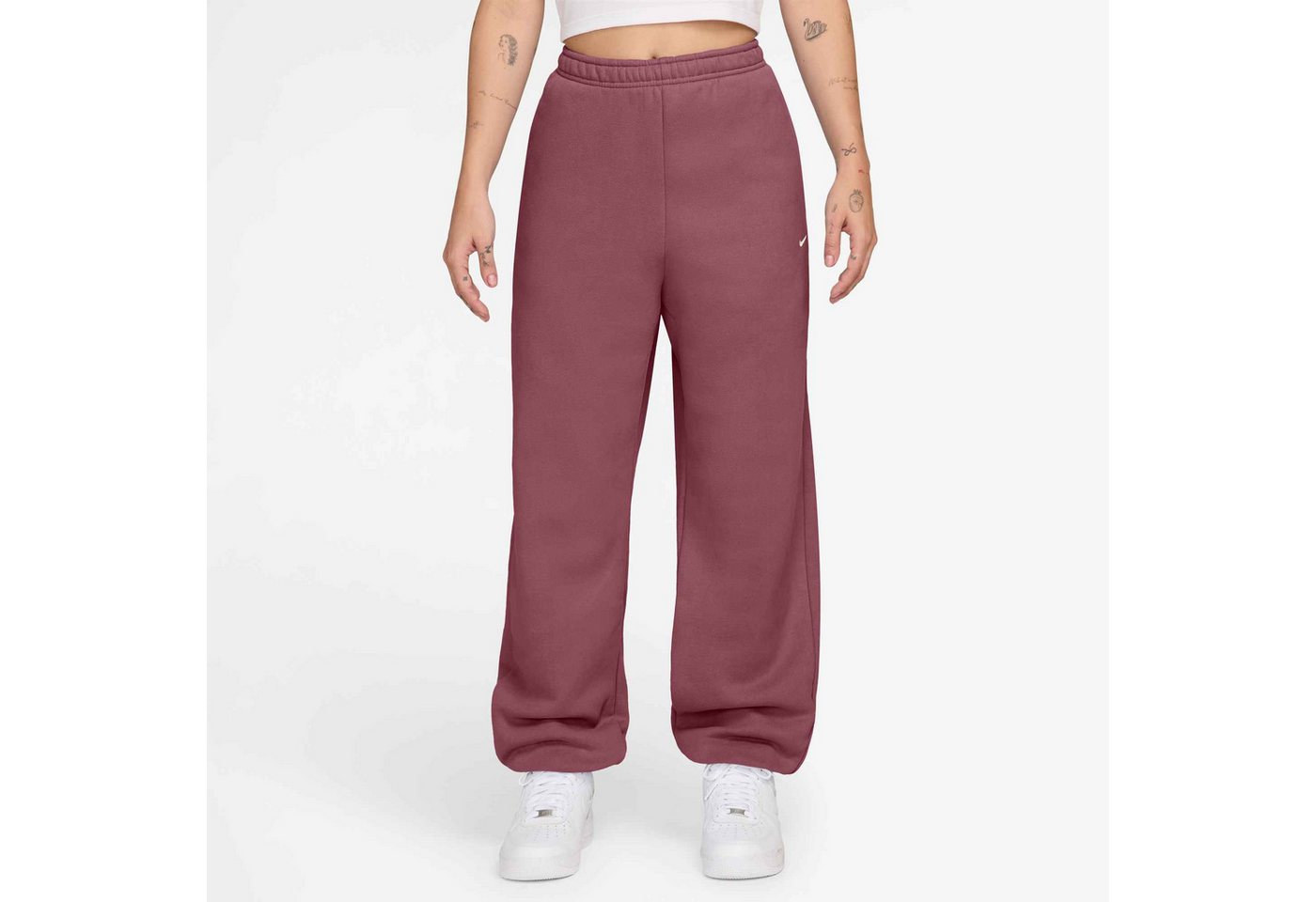 Nike Sportswear Sporthose W NK STDO FLC MW HR OS CFF PNT mit elastischem Bund, aus Baumwolle und Polyester, Basic Passform