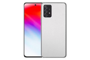 MuchoWow Handyhülle Leder - Strukturiert - Leder-Optik - Weiß, Phone Case, Handyhülle Samsung Galaxy A53, Silikon, Schutzhülle