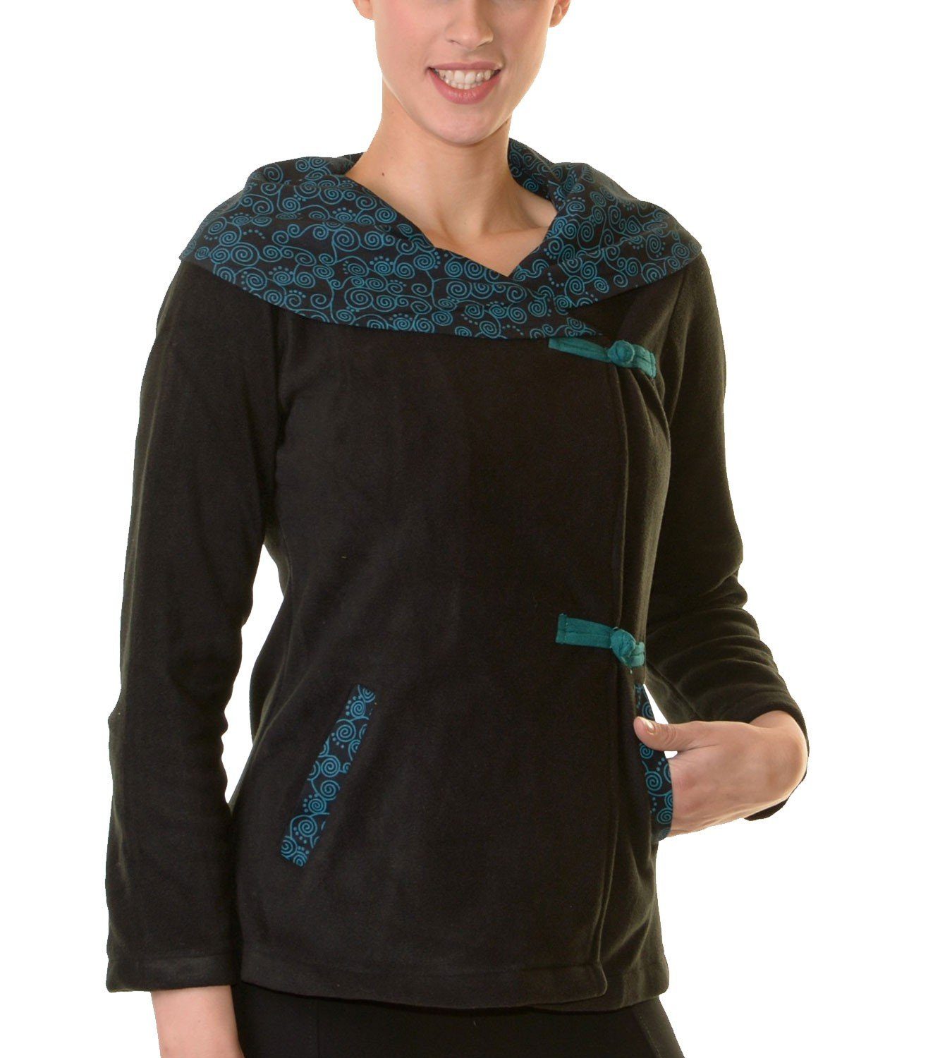 KUNST UND MAGIE Fleecejacke Fleece Jacke mit tollem Kragen Goa Psy Hippie Boho